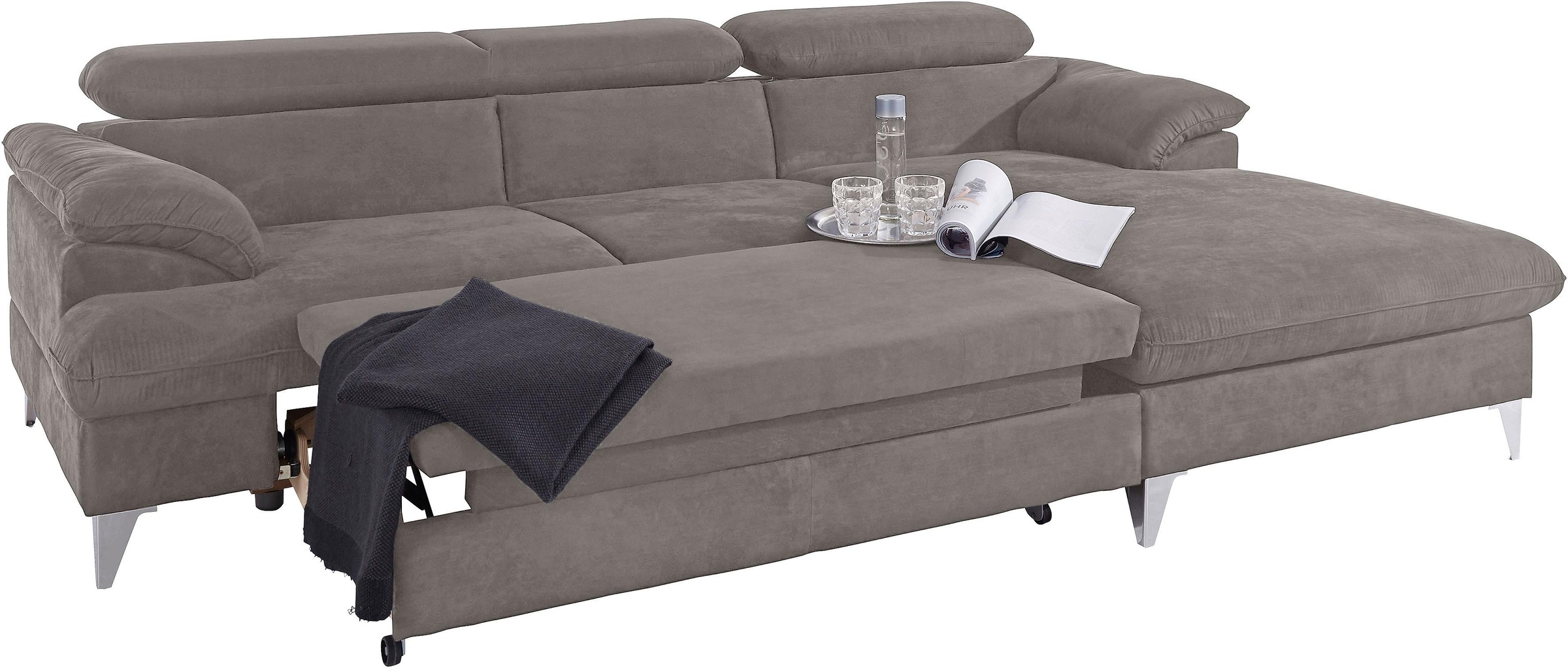 COTTA Ecksofa »Caluso L-Form«, mit Kopfteilverstellung, wahlweise mit Bettfunktion & Bettkasten