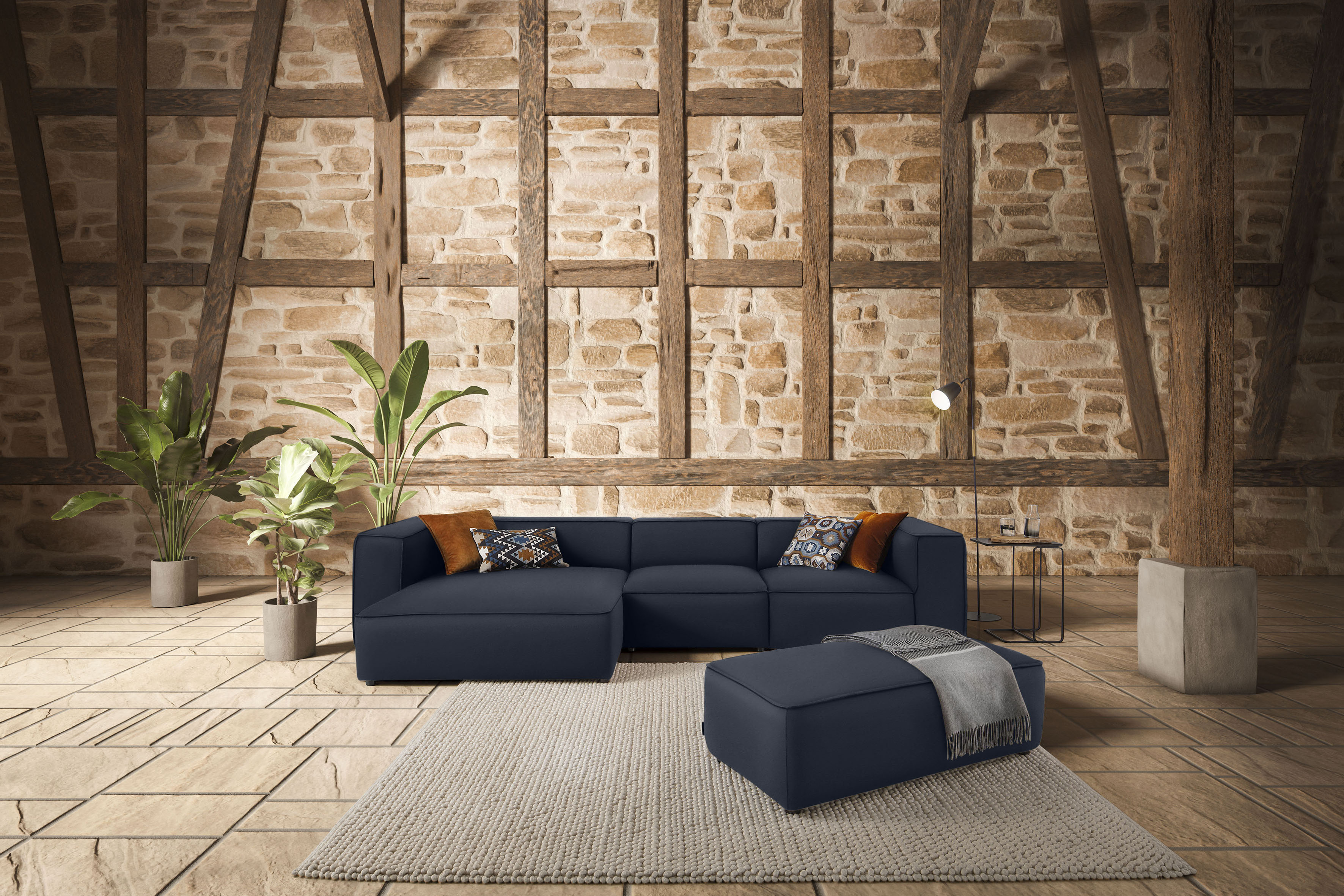 W.SCHILLIG Ecksofa "around-the-block Mega Sofa, viel Platz und hoher Sitzkomfort, L-Form" mit eleganter Biese, mit Federkern, Breite 341 cm