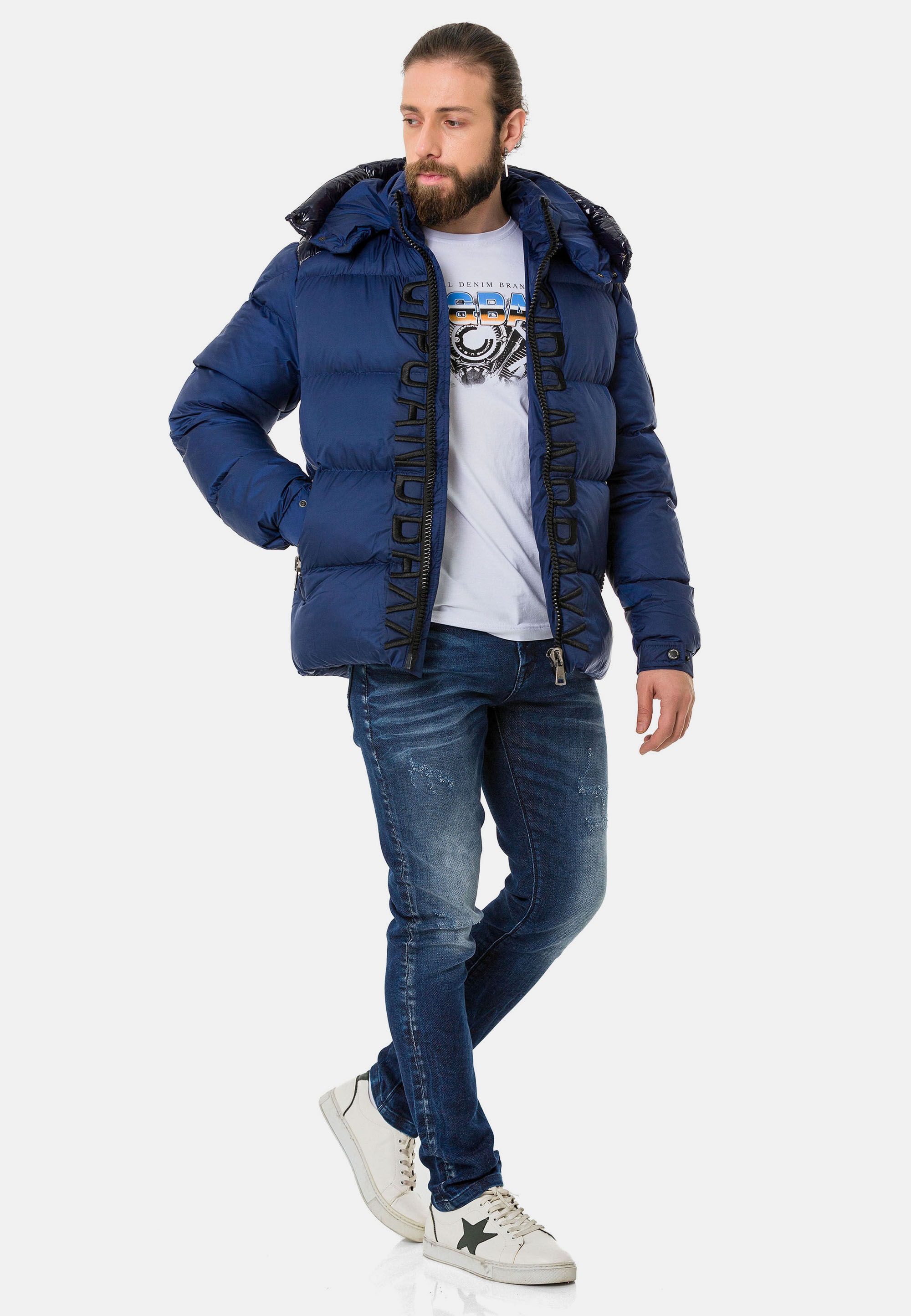 Cipo & Baxx Winterjacke »Winterjacke«, mit Kapuze, mit modischen Schriftzug