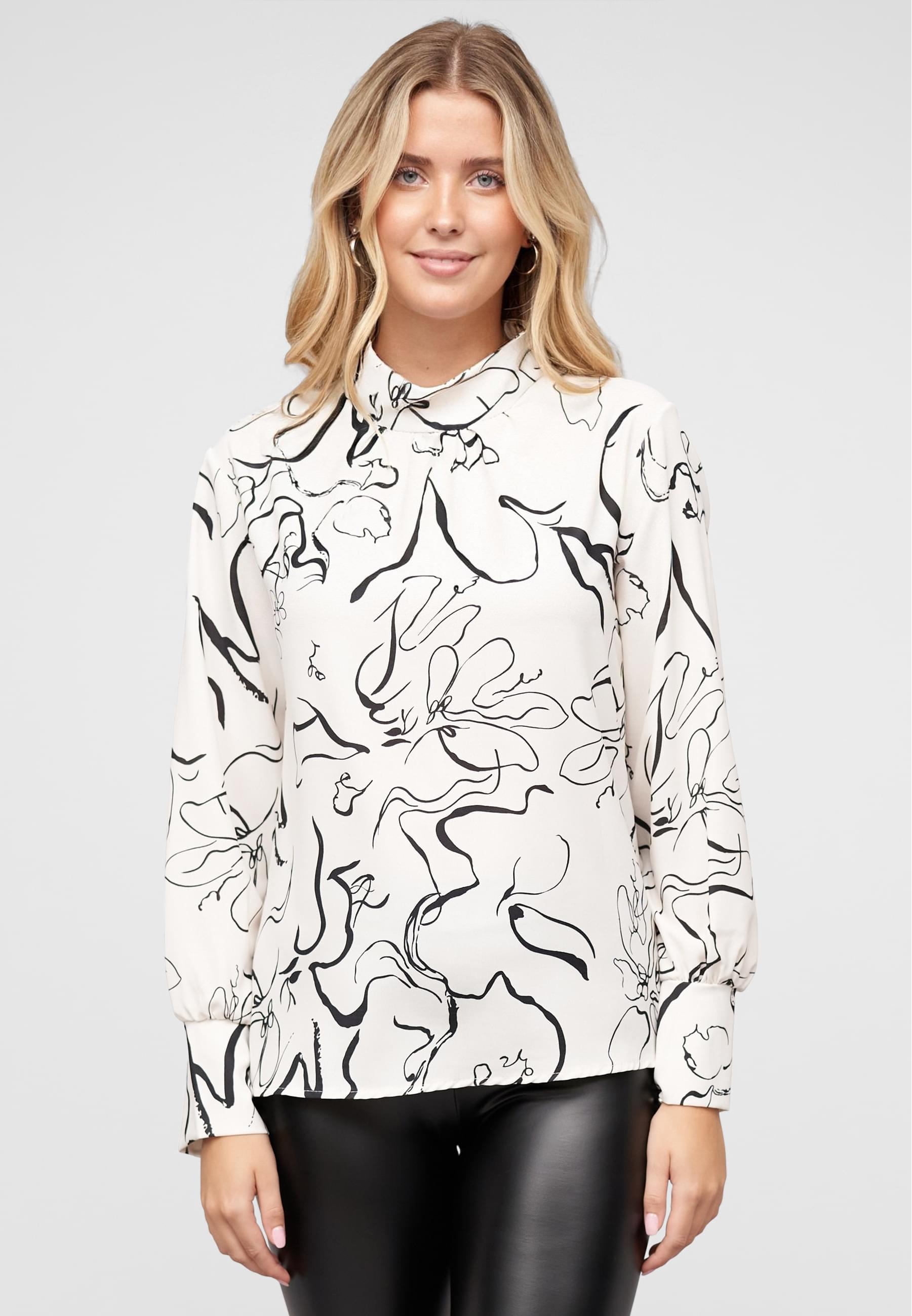 CLOUD 5IVE Longsleeve »CLOUD 5IVE Langarm Choker Bluse mit Grafik Print«, 1 Stk.
