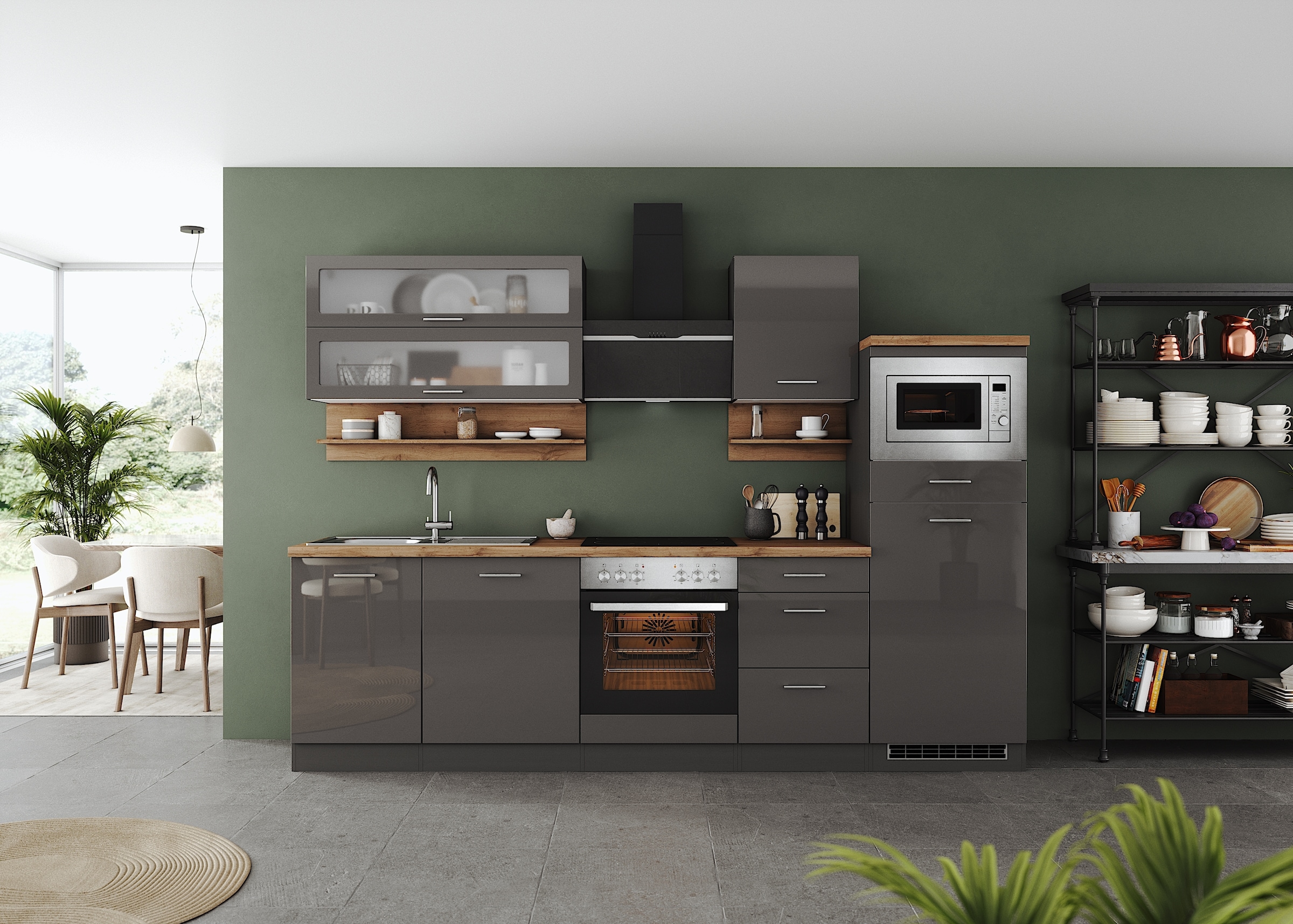 KOCHSTATION Küchenzeile »KS-Milan«, 280 cm breit, robuste Metallauszüge, viel Stauraum