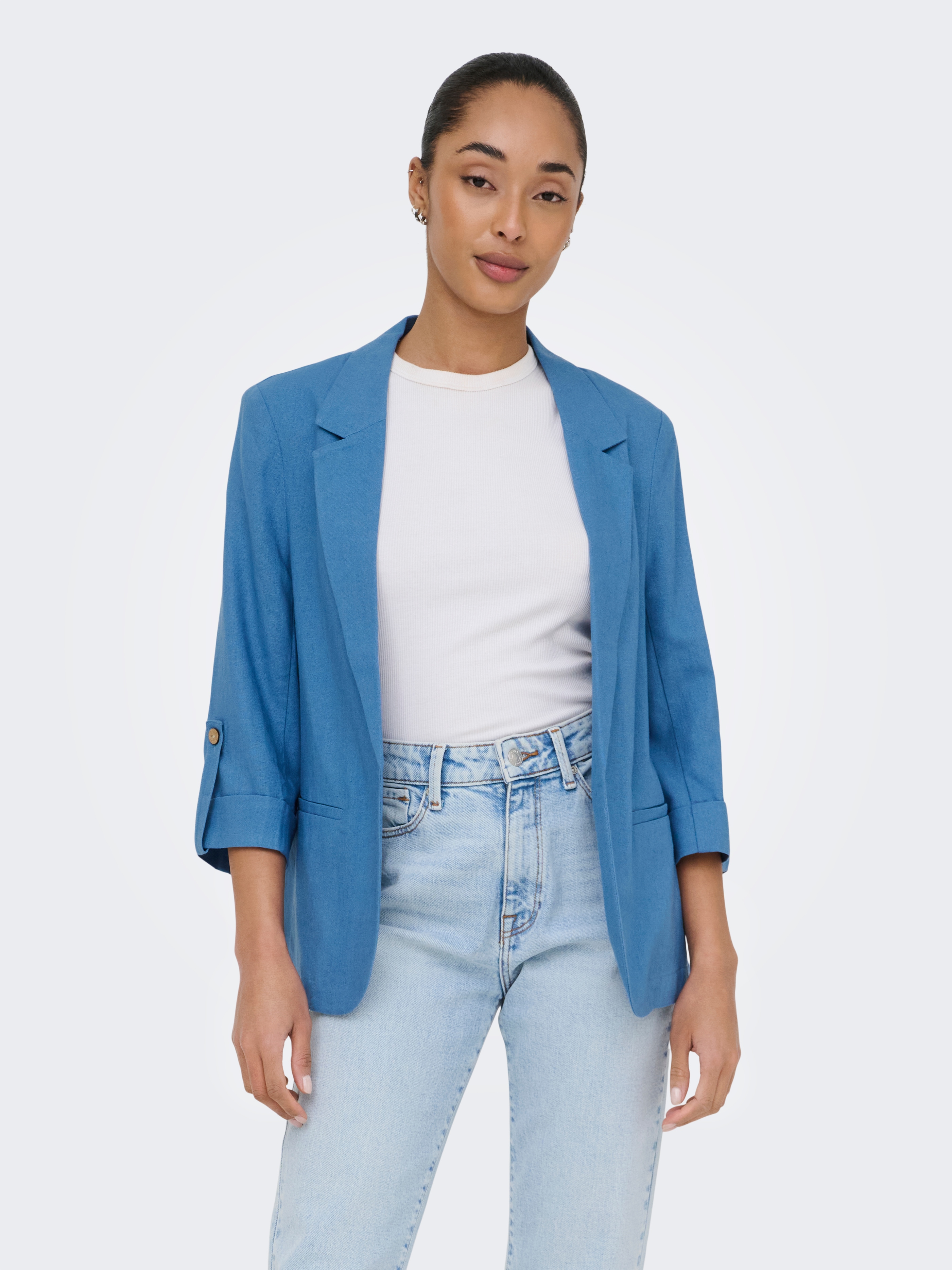 ONLY Kurzblazer "ONLGOA 3/4 UNLINE LINEN BL BLAZER CC TLR" mit Leinen