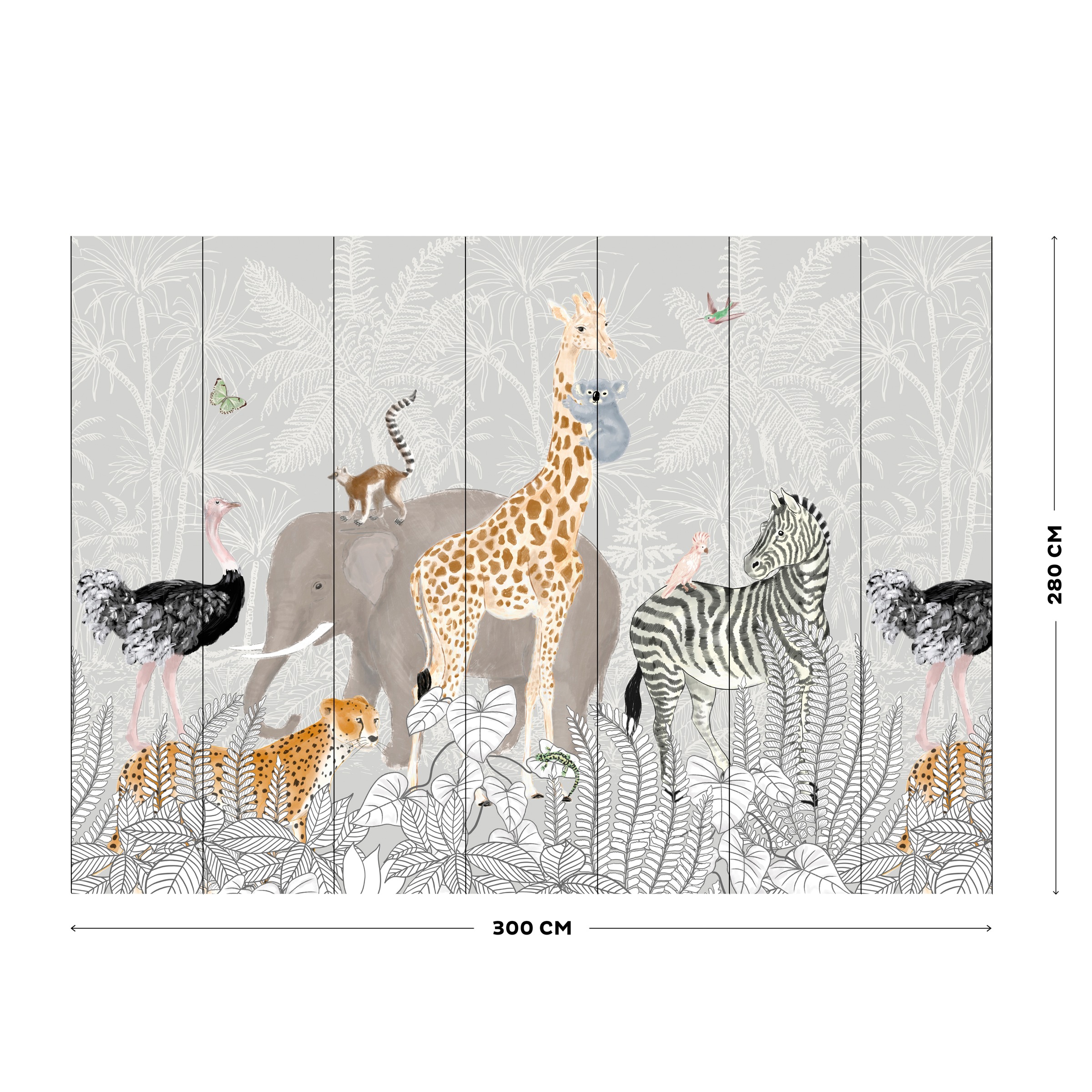 Art for the home Fototapete »Dschungel« animal print Mehrfarbig - 280cmx300cm