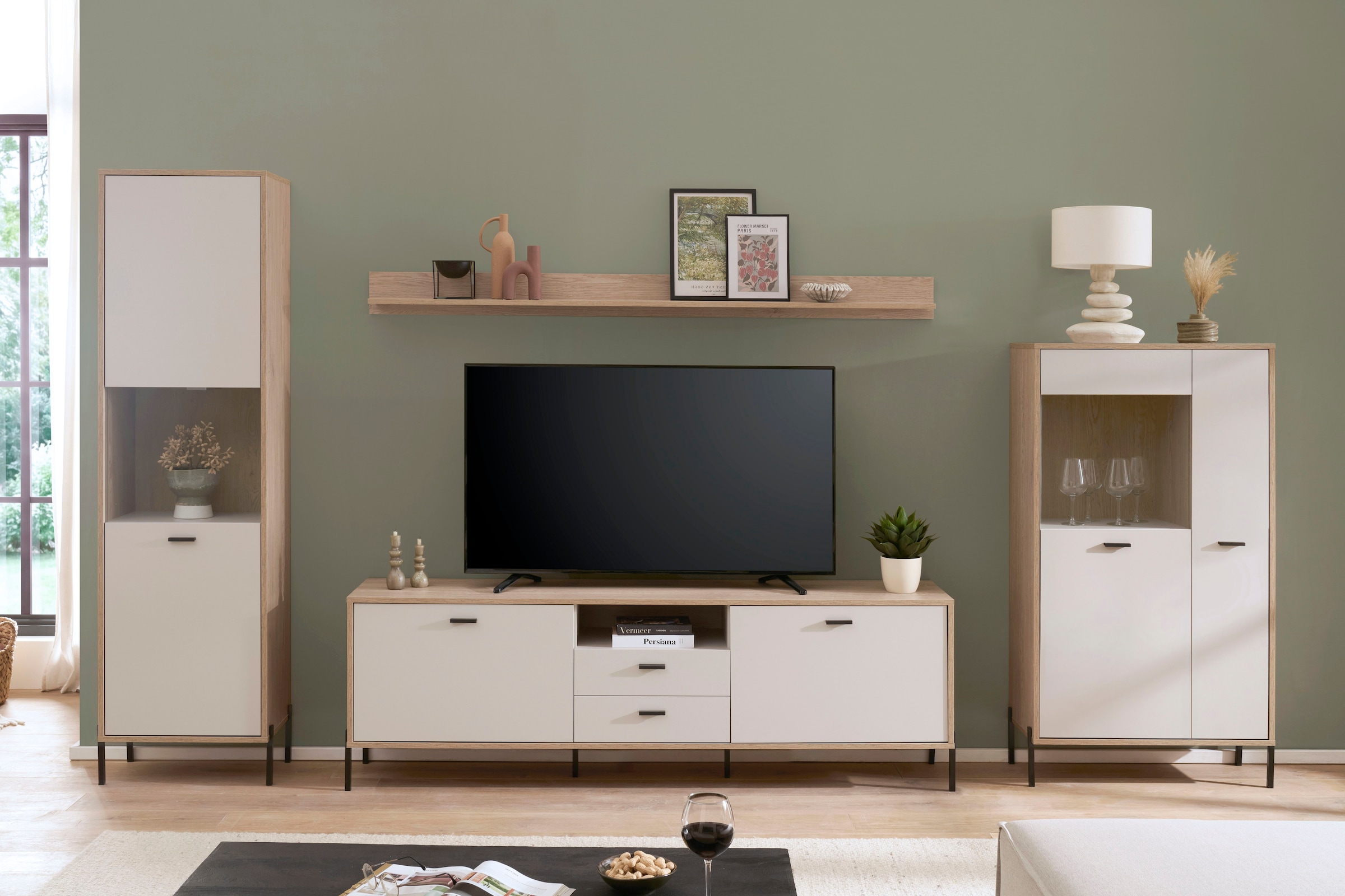 Home affaire Wohnwand »Fredericia, moderne Anbauwand, Komplettset in Kaschmir« Set, 4 Stk. tlg.