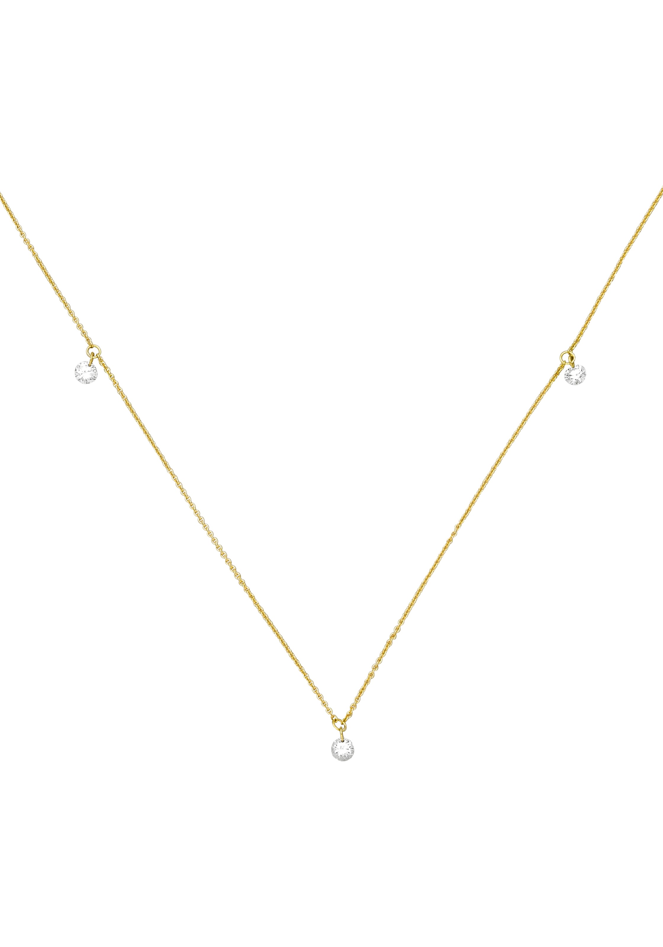 JOBO Collier »Kette mit kleinen Diamantanhängern« 750 Gold mit 3 Diamanten 45 cm