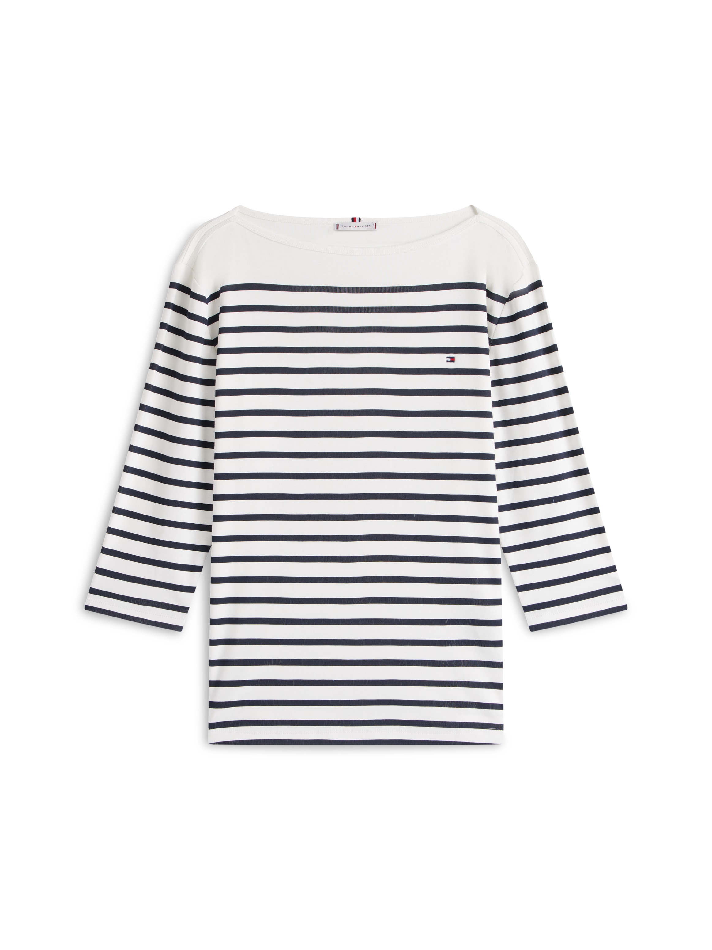 Tommy Hilfiger Curve T-Shirt »CRV SLIM CODY BOAT-NK 3/4SLV« in Großen Größen, 3/4 Ärmel, Logostickerei
