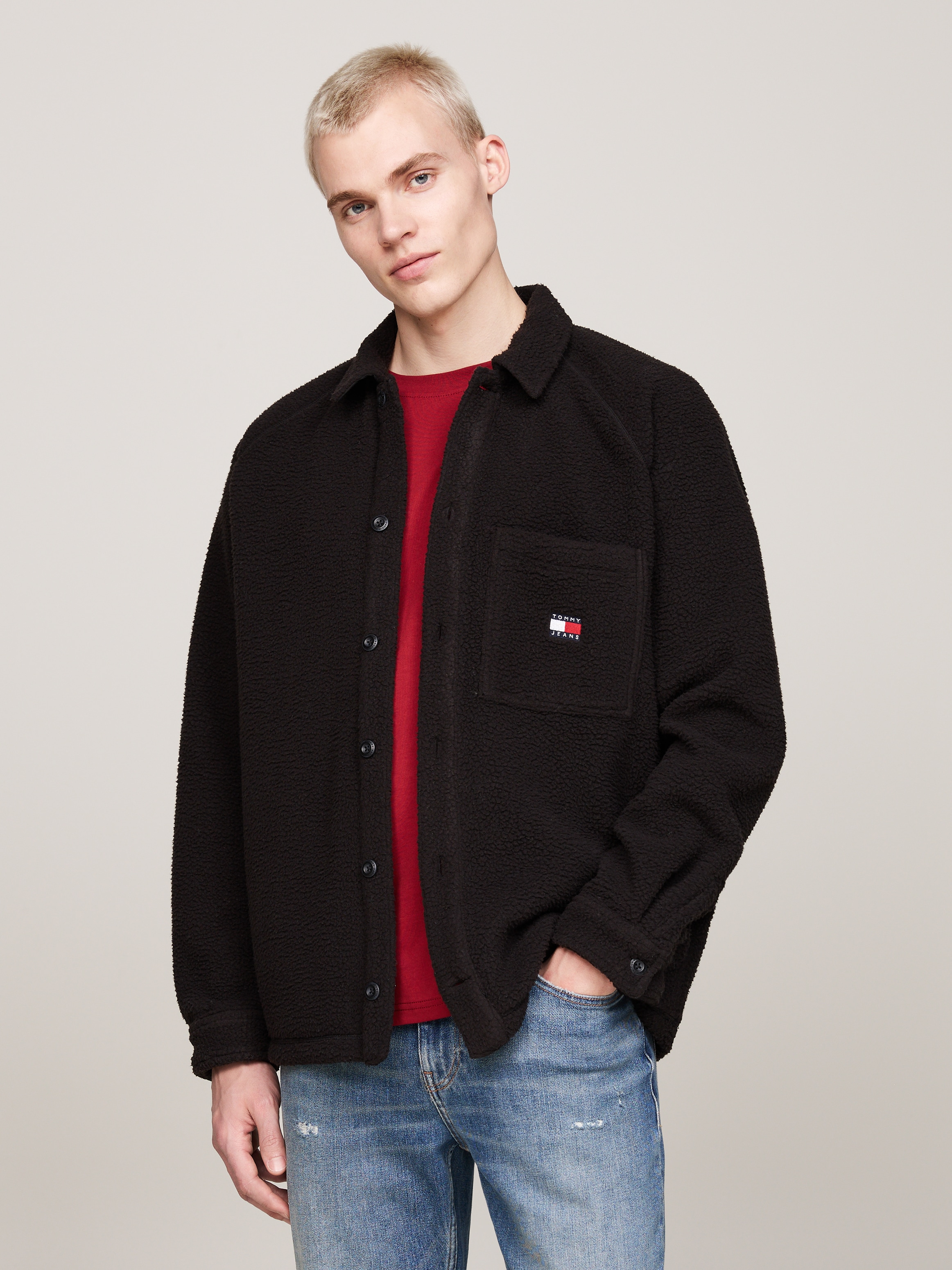 Tommy Jeans Hemdjacke "TJM XS BADGE TEDDY OVERSHIRT"