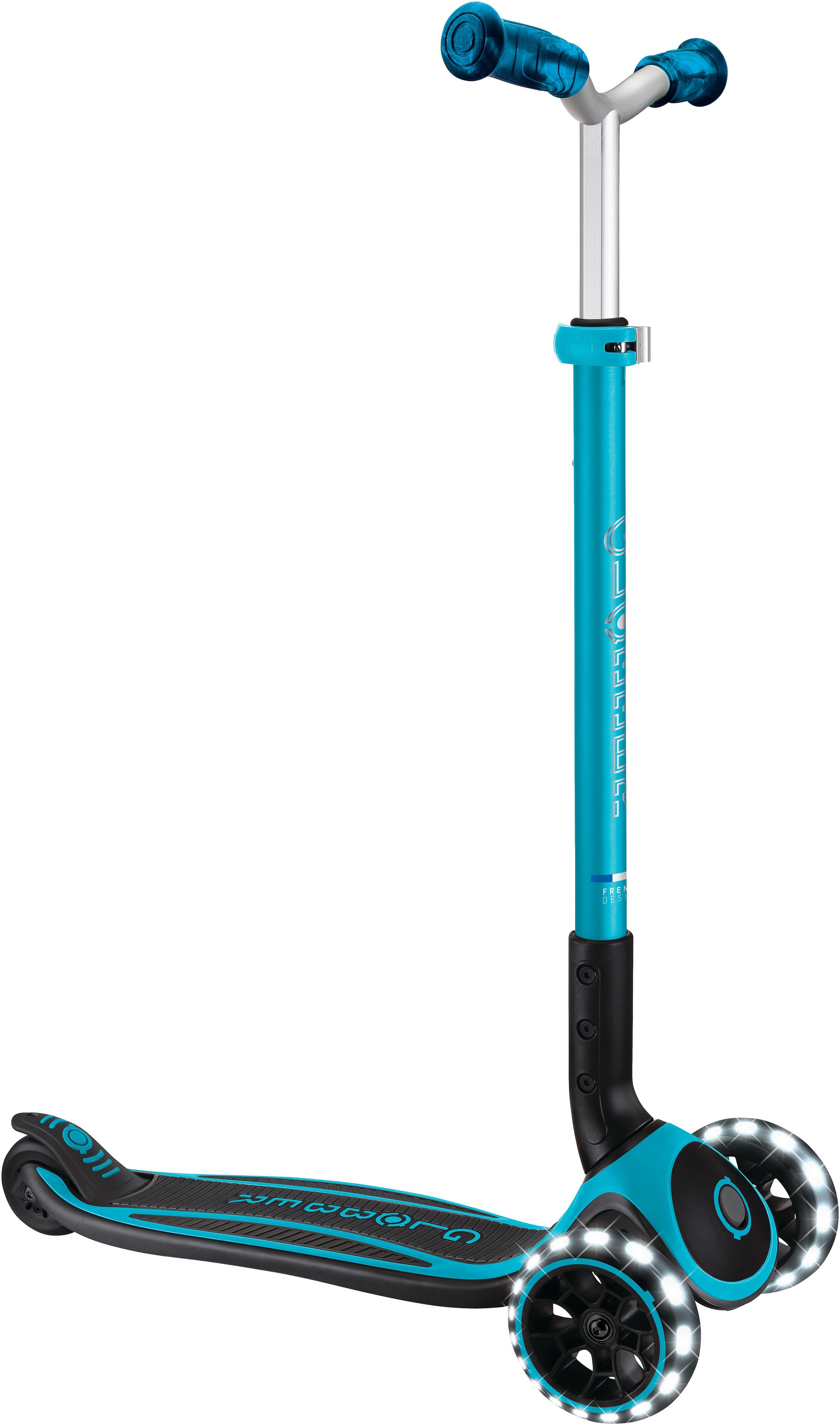 GLOBBER Kinder Tretroller "ACE LIGHTS, mit Leuchtrollen"blau, B:37cm L:61cm, Roller