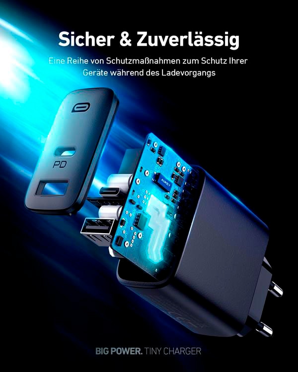 AUKEY USB-Ladegerät »PA-F3S Swift Charger Mix 32W Dual-Port Cube Plug Power«, (1 St.)