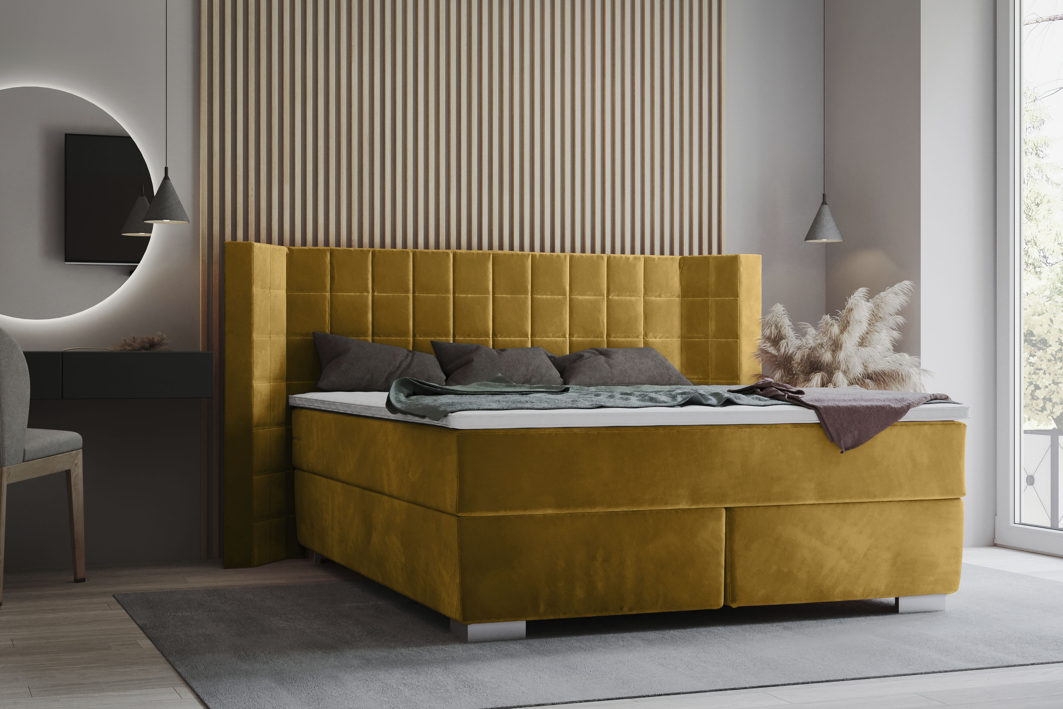 Home affaire Boxspringbett "Piazza" mit Steppung und Kopfteil mit seitlichen Flügeln