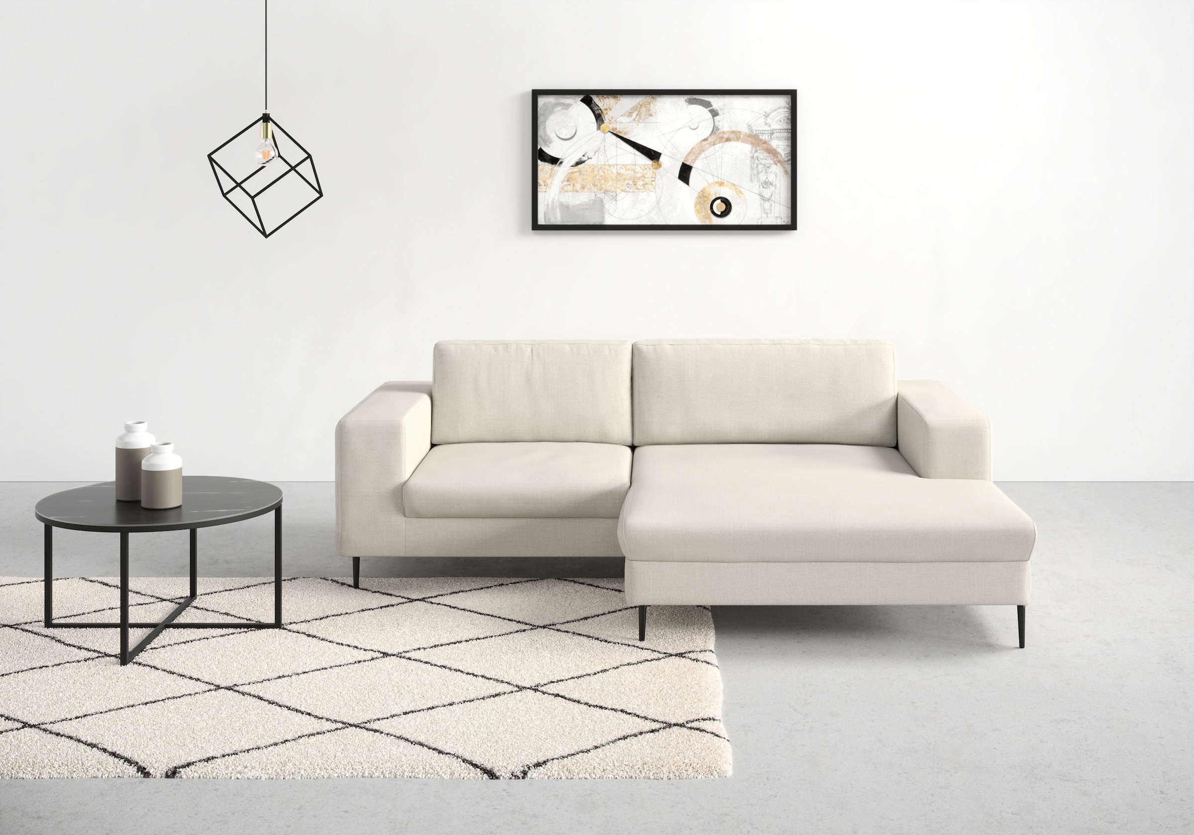 DOMO collection Ecksofa »Modica kompakt und elegant, Breite 244, L-Form«, moderne Optik mit extrabreiter Recamiere, auch in Cord