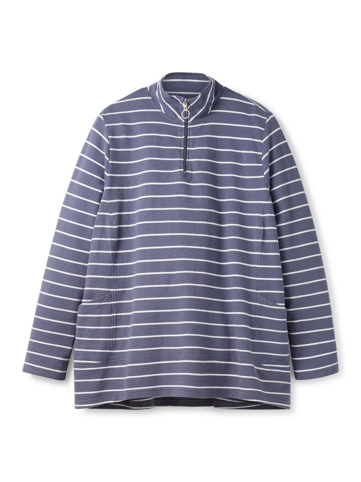 bestellen Sheego »Große Sweatshirt Ringeln Troyerkragen für und BAUR in A-Linie, Größen«, | mit