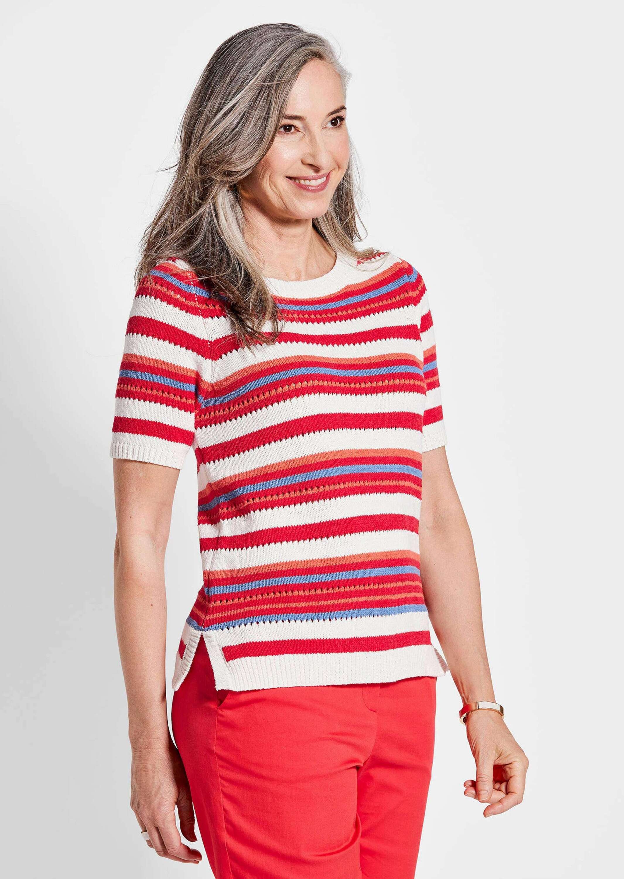 GOLDNER Rundhalspullover "Streifenpullover mit U-Boot-Ausschnitt" günstig online kaufen