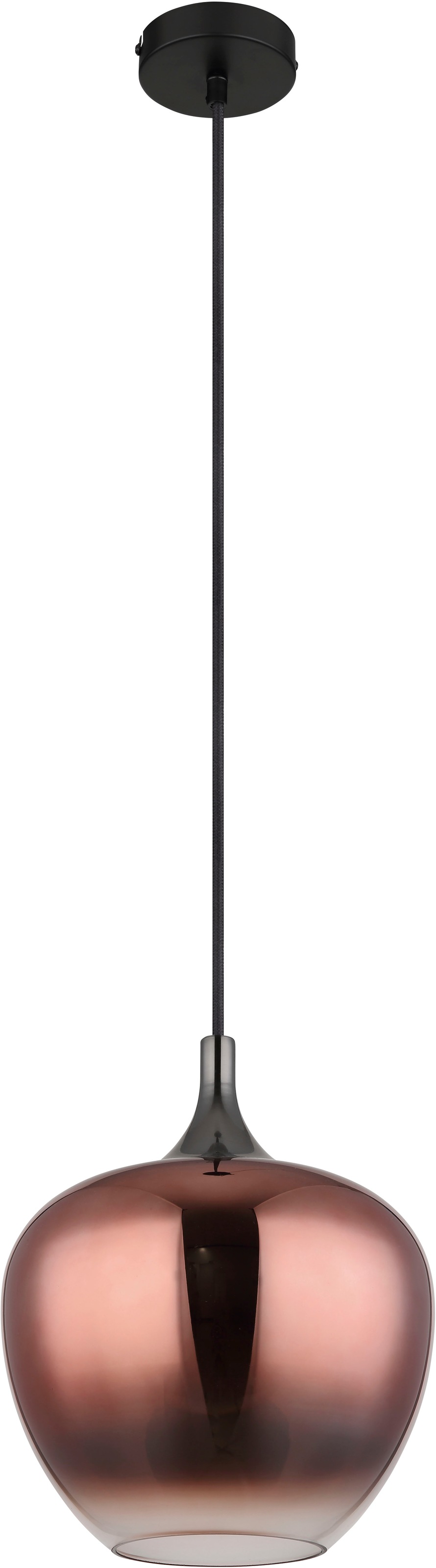 GLOBO LIGHTING Hängeleuchte »MAXY« E27 1 Stk. Hängeleuchte Schwarz/Chrom, Kupferglas, klar verlaufend, E27