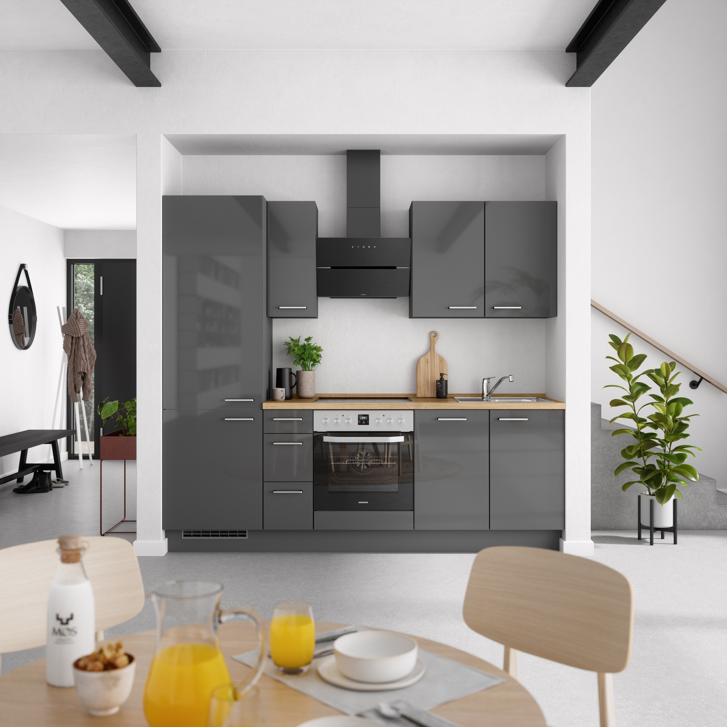 nobilia® Küchenzeile »"Flash II"«, vormontiert, Ausrichtung wählbar, Breite 240 cm, wahlw. mit E-Geräten