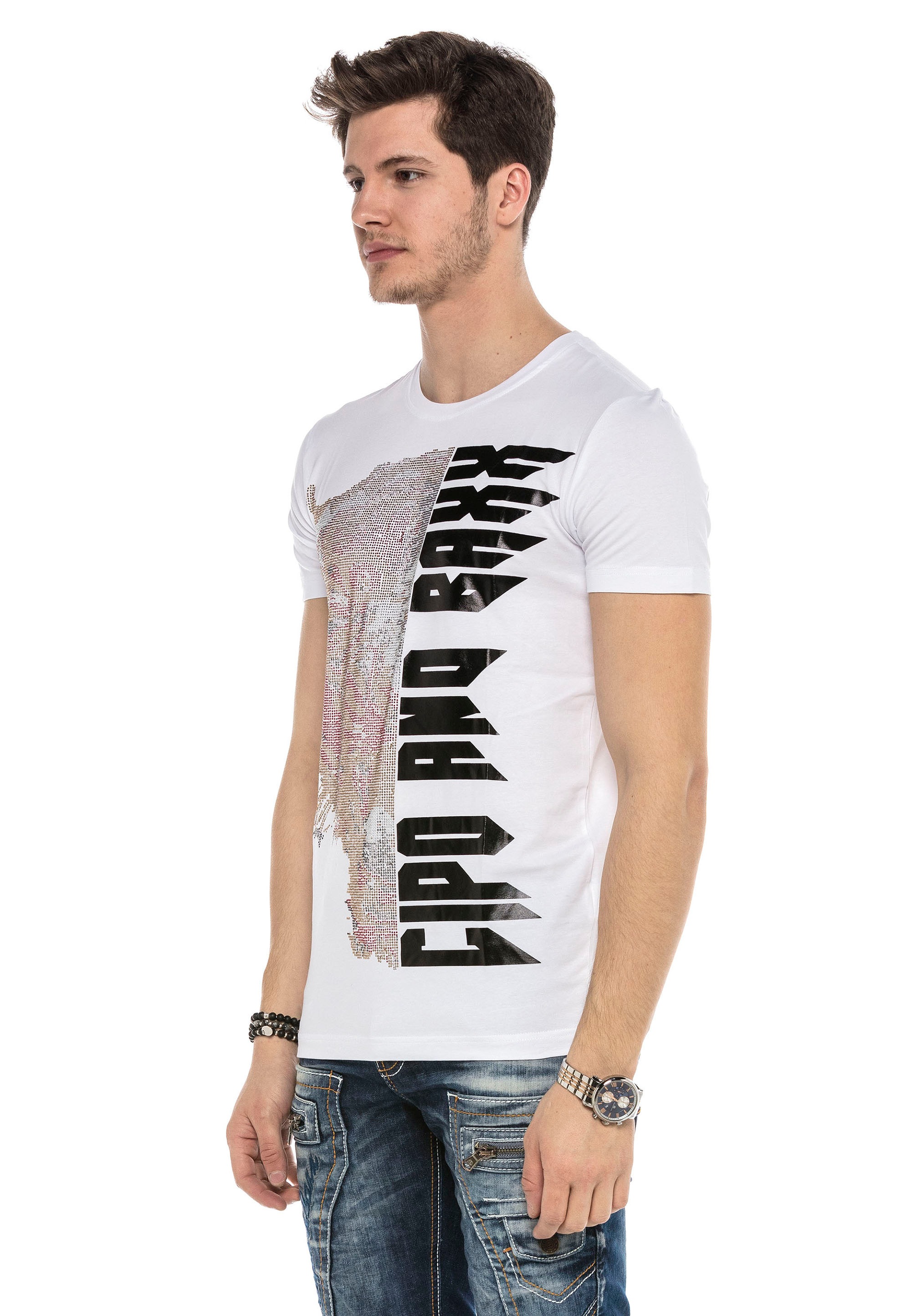 Cipo & Baxx T-Shirt, mit Pailletten-Besatz