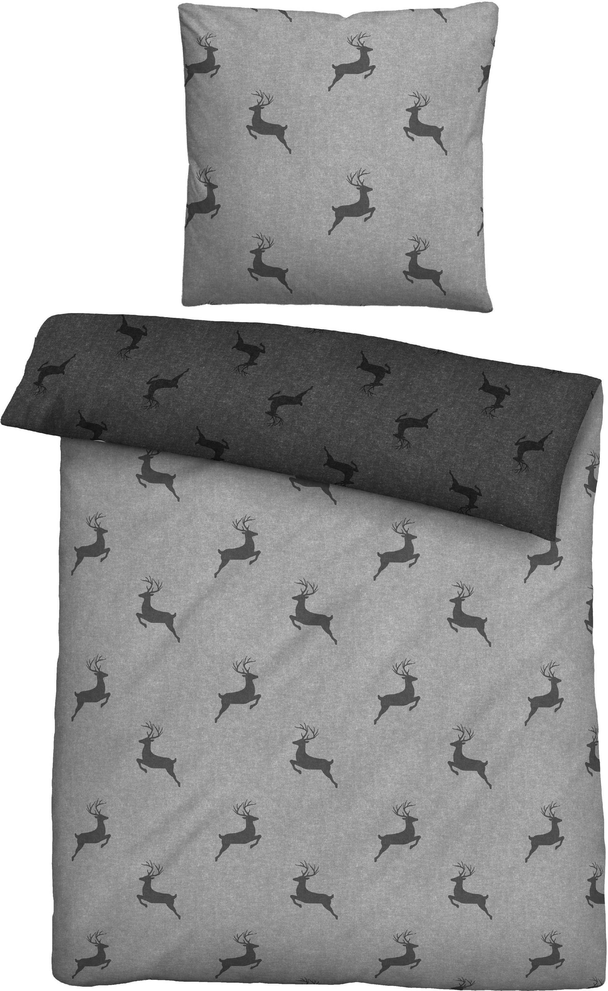 Thumbnail - Biberna Wendebettwäsche "Cardo in Gr. 135x200 oder 155x220 cm" 2 Stk. Flanell kuschelig warm im Winter, Bettwäsche mit H...