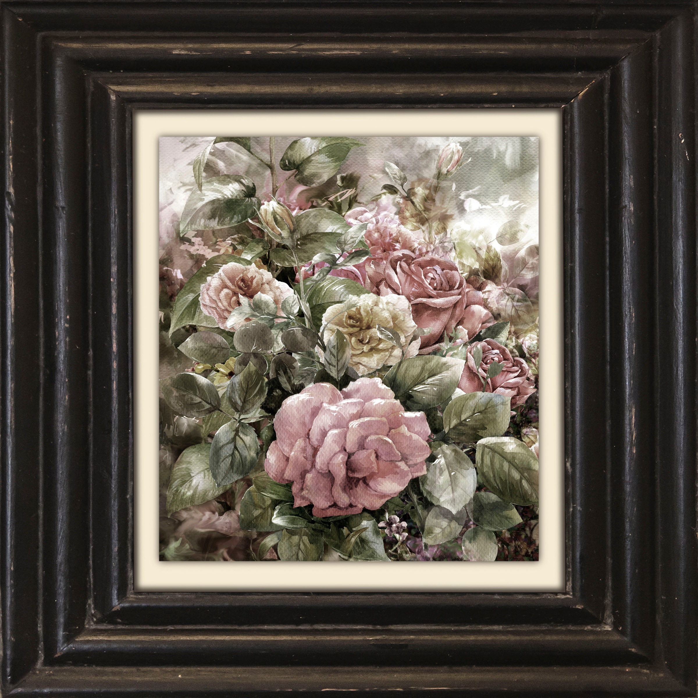 queence Leinwandbild "Blumen" Blumen Blumenbilder Garten Gartenbilder Kunst Stillleben Premium-Leinwandstoff, Handarbeit aus Deutschland, 40x40cm