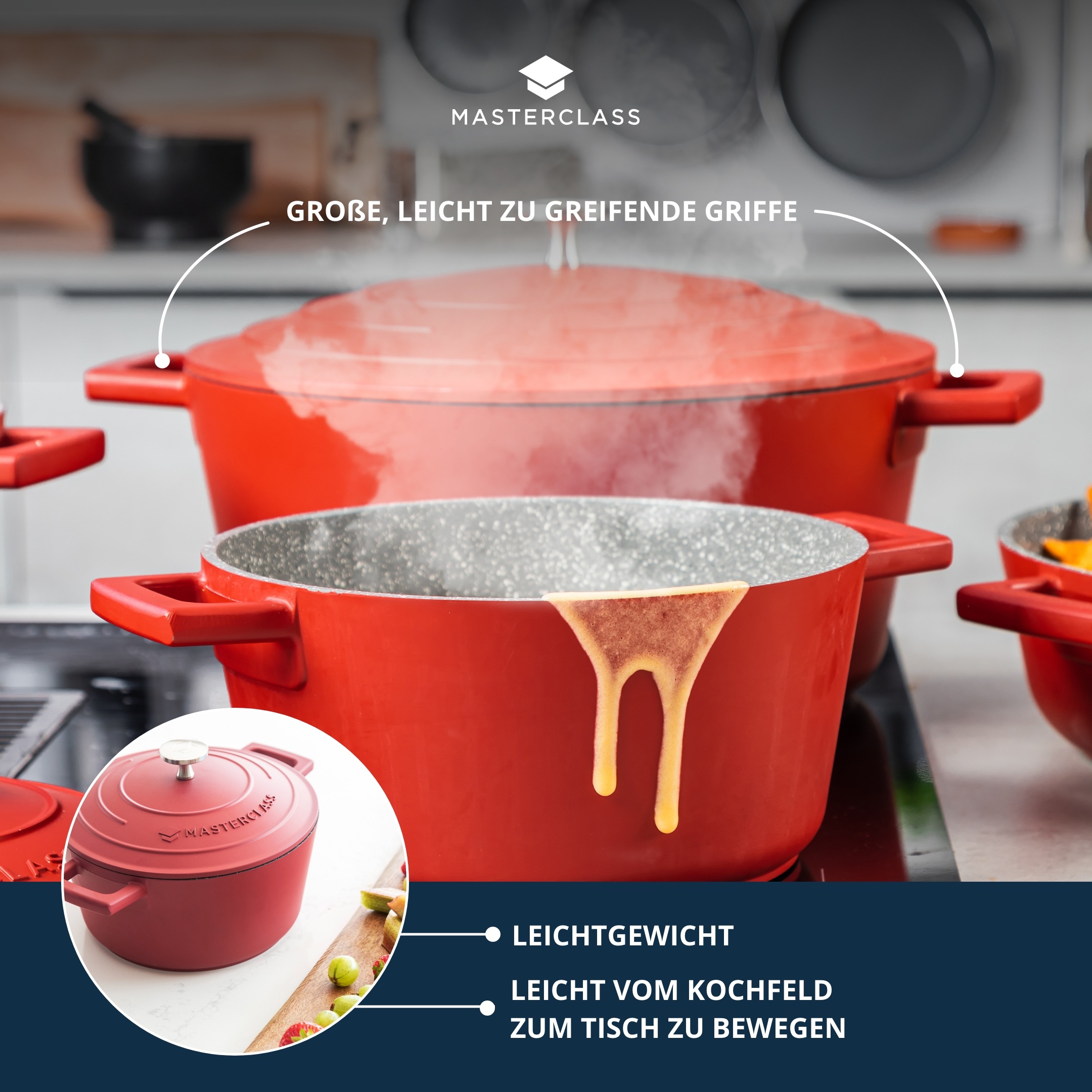 Master Class Kasserolle »MasterClass«, Aluminiumguss, 2,5 Liter, rund, ultraleicht,kratzfeste Antihaftbeschichtung,Induktion