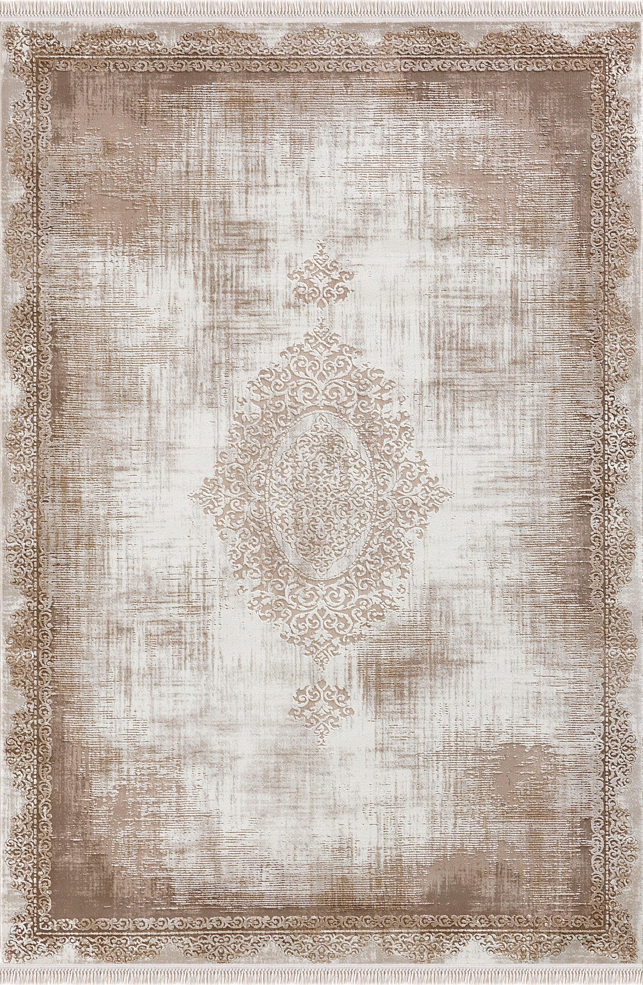 merinos Teppich »Rodin 19770«, rechteckig, 10 mm Höhe, Vintage, Orient, Kurzflor mit Fransen