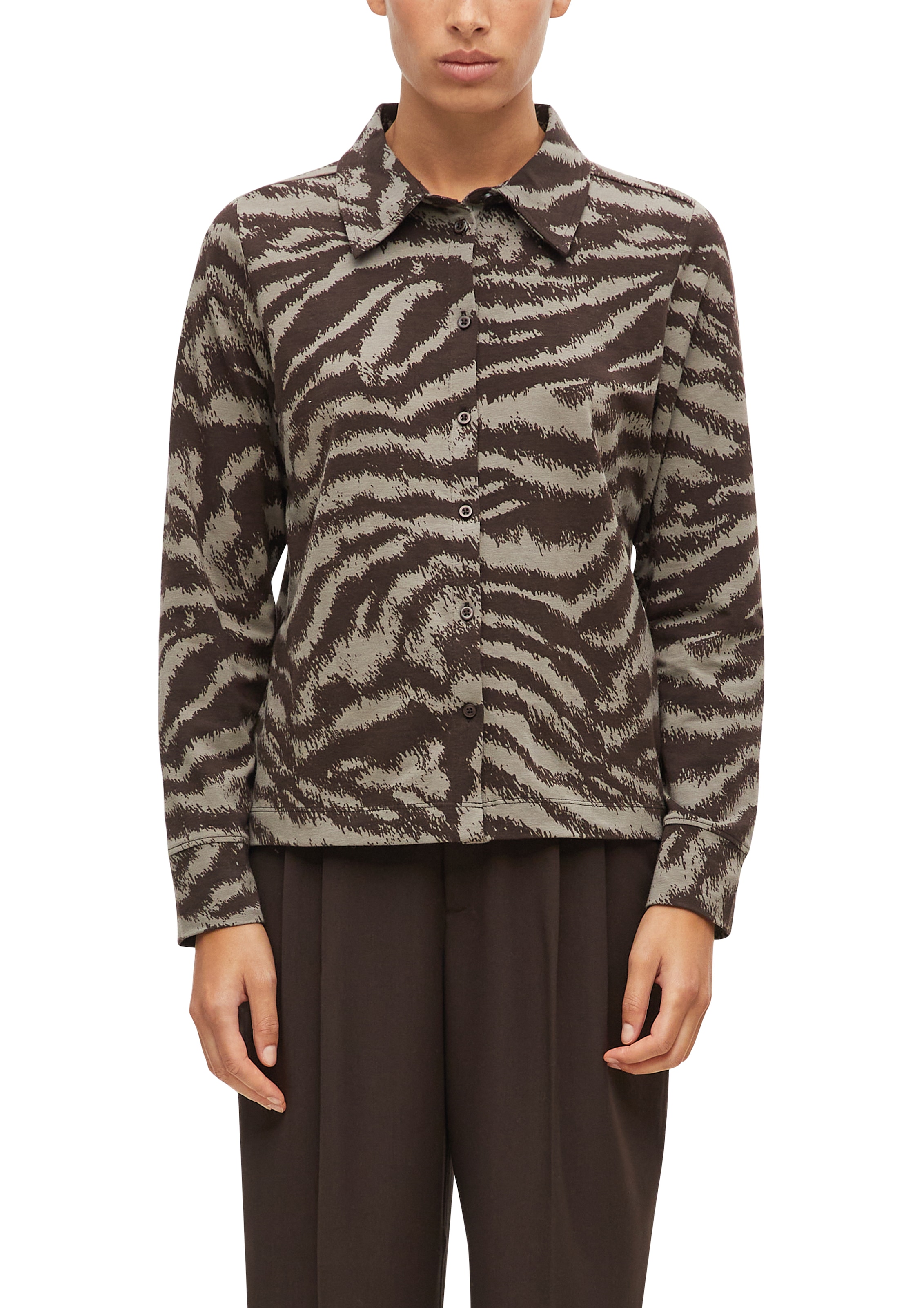 s.Oliver Langarmbluse mit Animal-Print / Stretch / Langarm