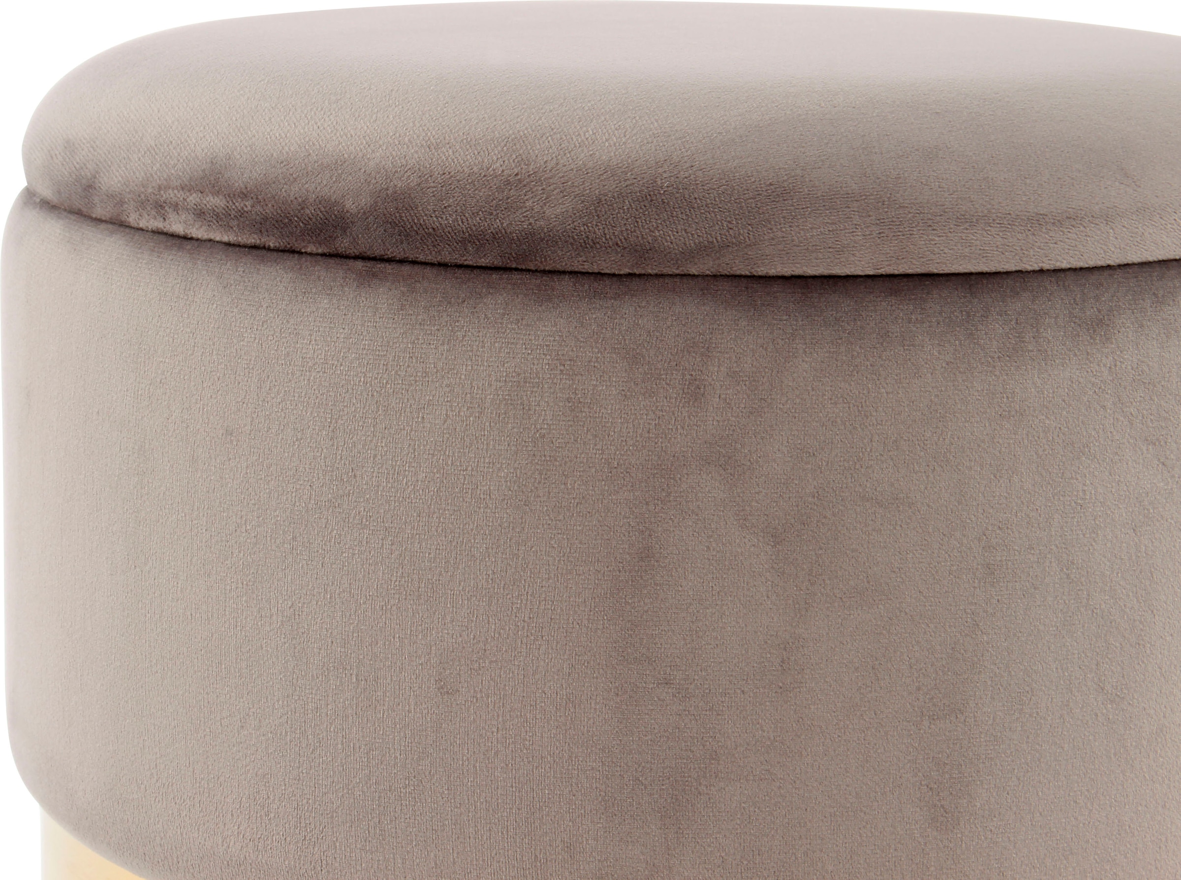 Kayoom Stauraumhocker »Hocker Zora 125 2er-Set, samtweicher Stoffbezug,runde elegante Form«, (Set, 2 St.), edles Design mit Metallring, gepolstert, mit Stauraum