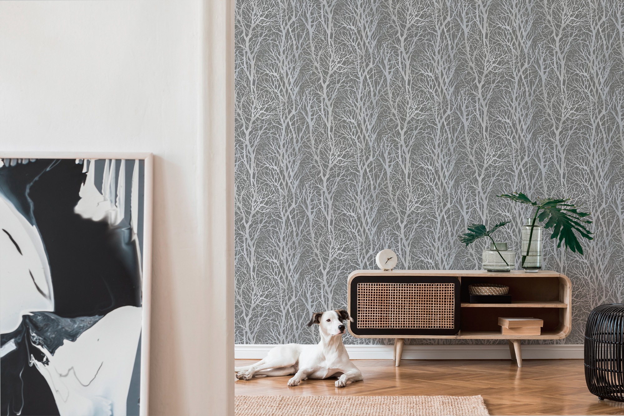 A.S. Création Vliestapete »Attractive 2 Waldtapete«, leicht glänzend-gemustert-abstrakt, Waldtapete Äste Baumtapete strukturiert Tapeten modern Design Optik
