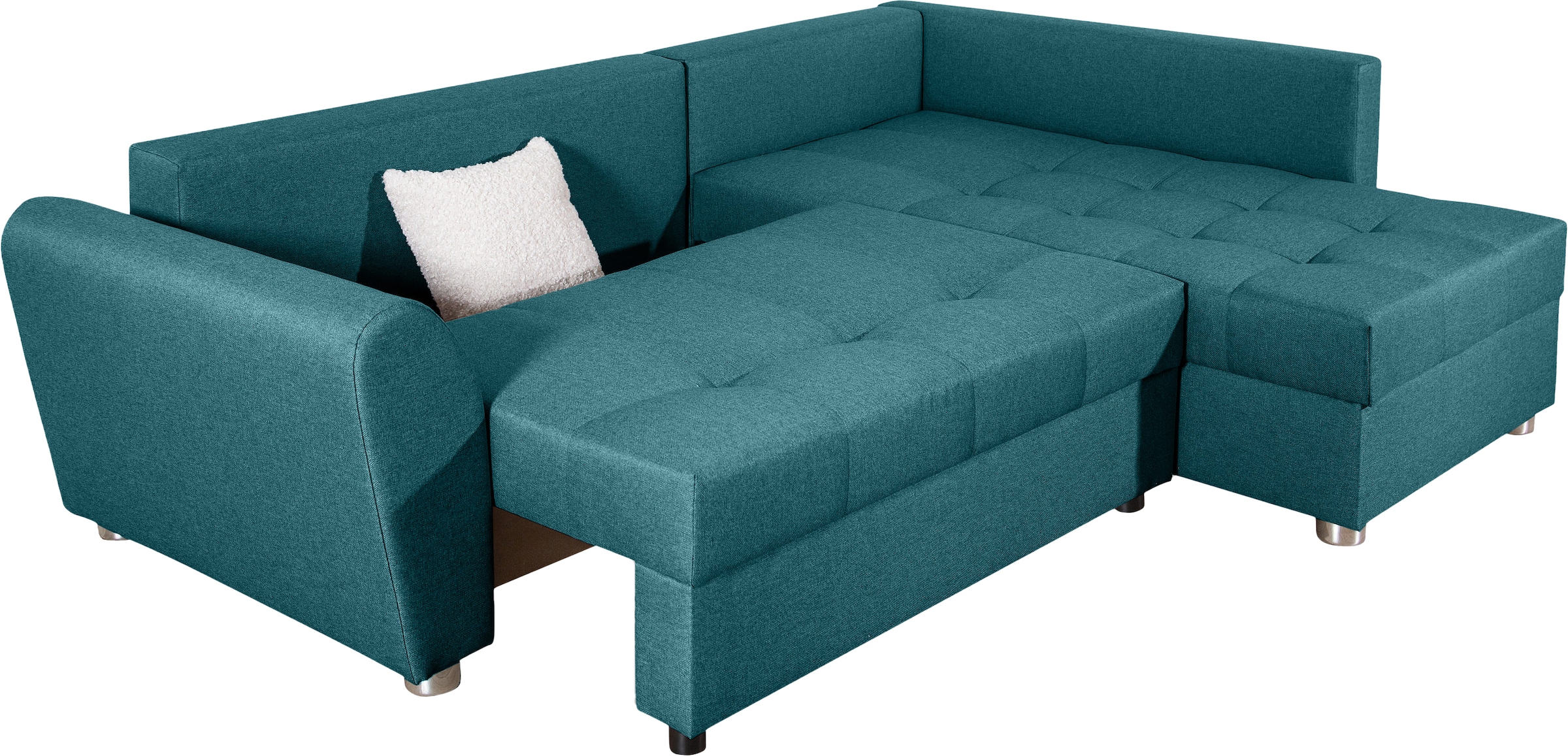 COLLECTION AB Ecksofa »JANA«, Ecksofa,Bettfunktion,Bettkasten,Bonnelfederkern,Rückenkissen