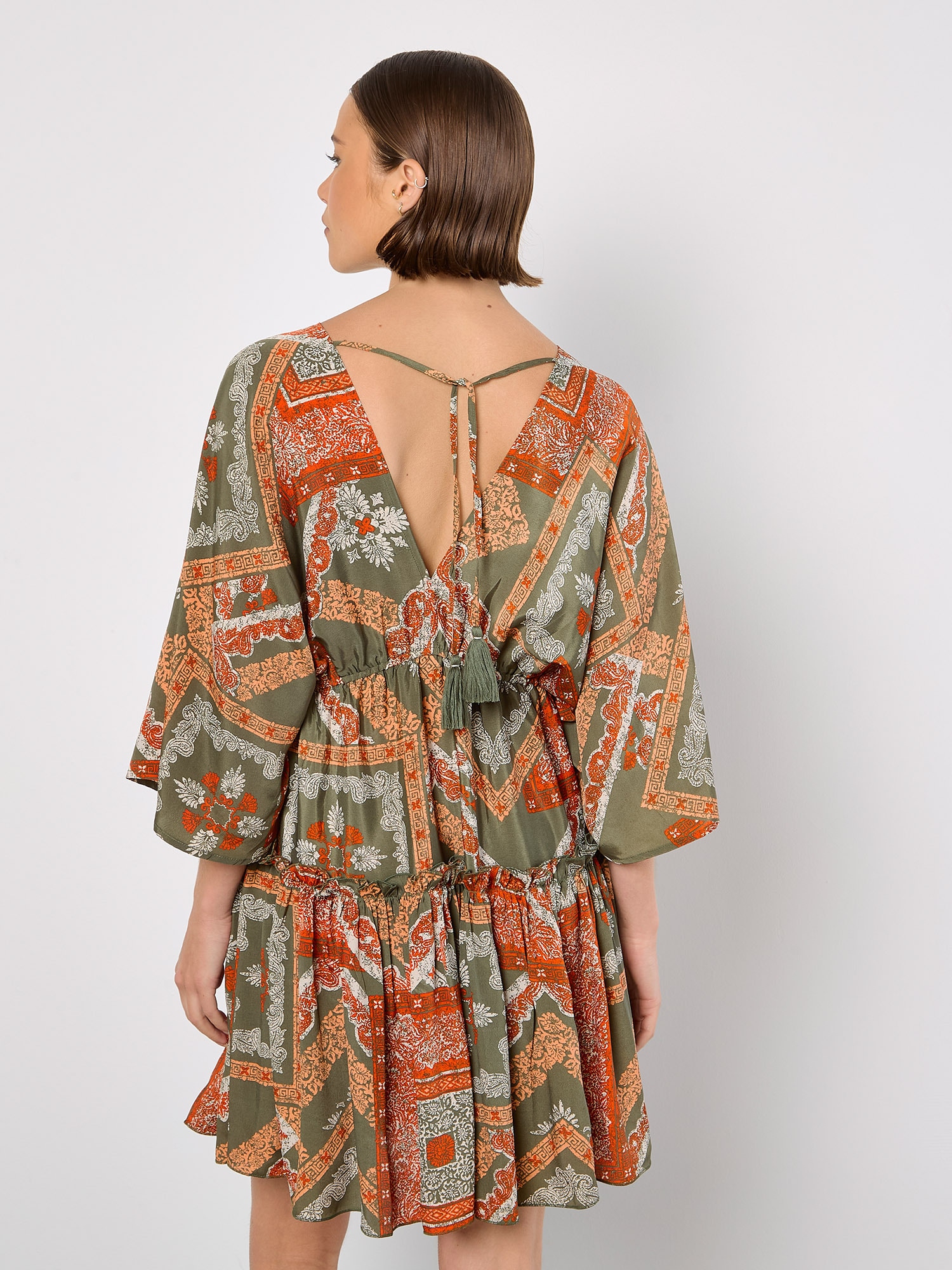 Apricot Minikleid »Kaftan-Minikleid mit Satinschal« mit Tassel