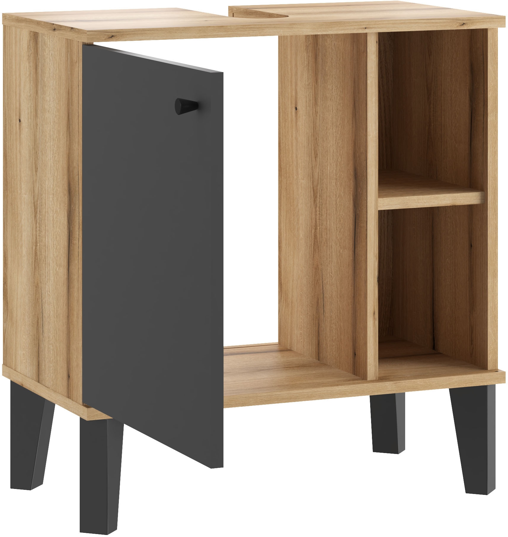 INOSIGN Waschbeckenunterschrank »Oslo, Waschtisch mit Knopfgriff, Badschrank im skandinavischen Design«, in der Türfarbe Weiß oder Grau verfügbar, ausreichend Stauraum