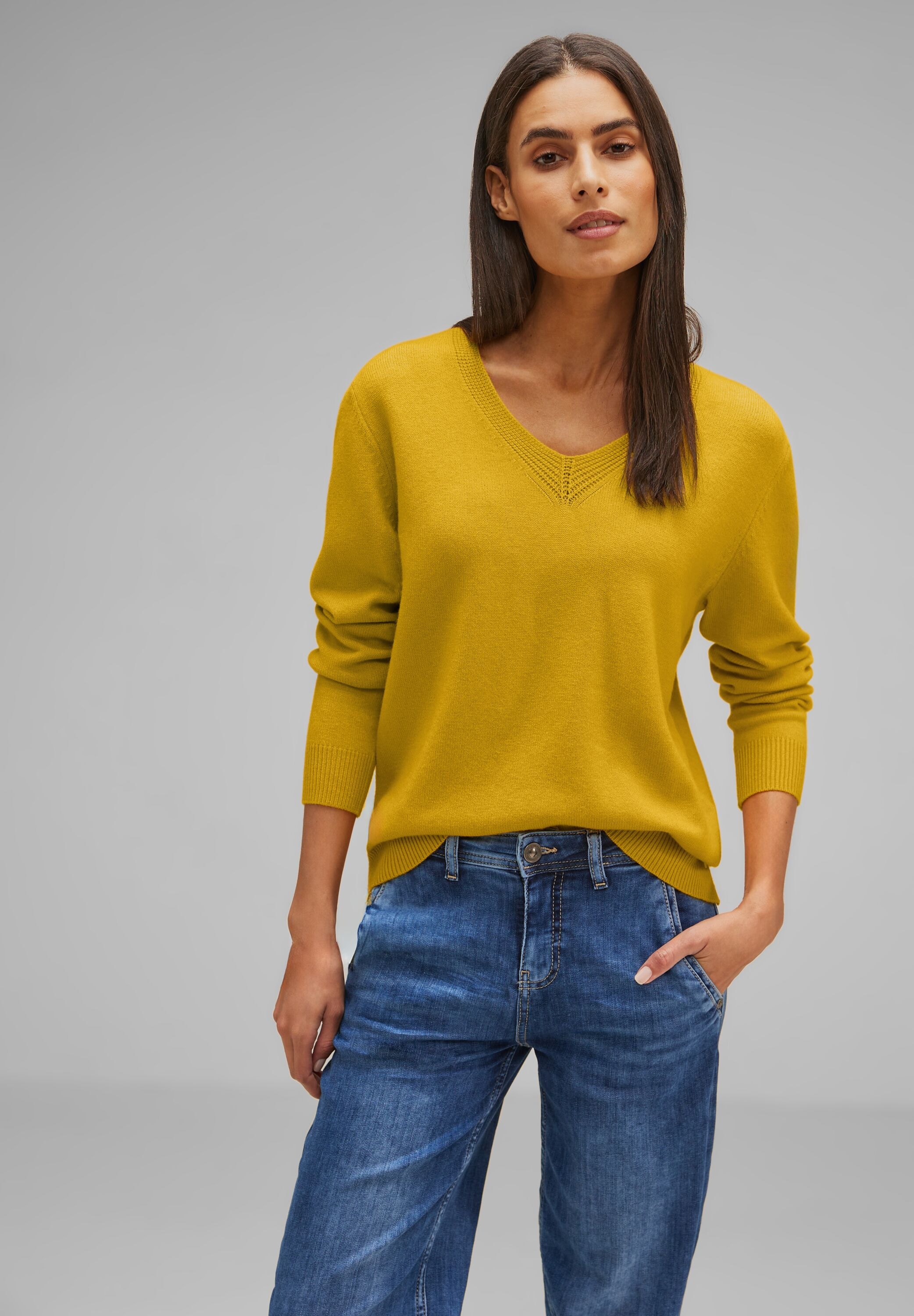 STREET ONE V-Ausschnitt-Pullover, in Melange kaufen | BAUR Optik für