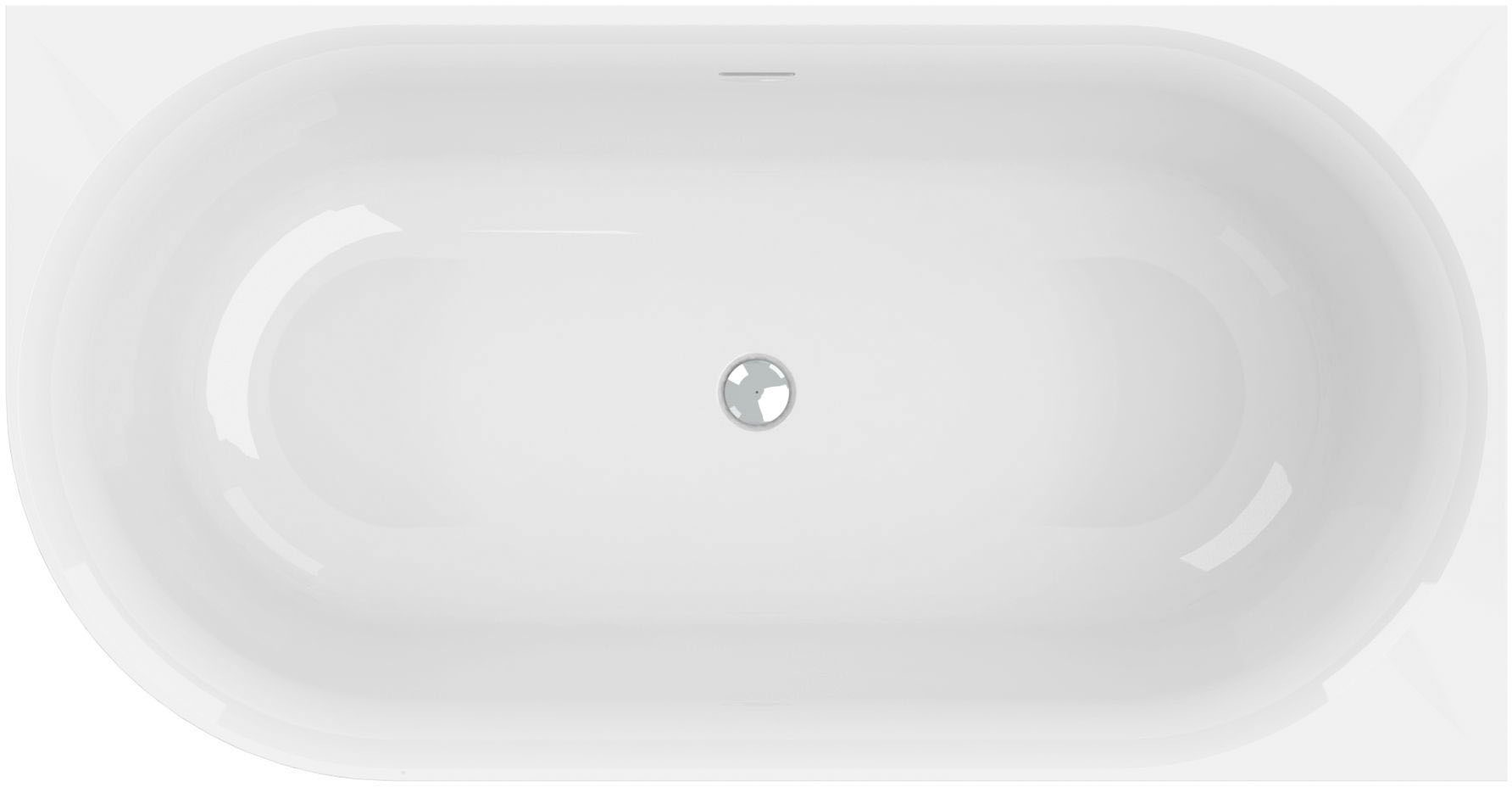 OTTOFOND Badewanne »Mince Corner XS links 155 cm weiß«, (1 tlg.), inkl. Ablaufgarnitur, Schlitzüberlauf, Fußgestell, schmale Wannenkante