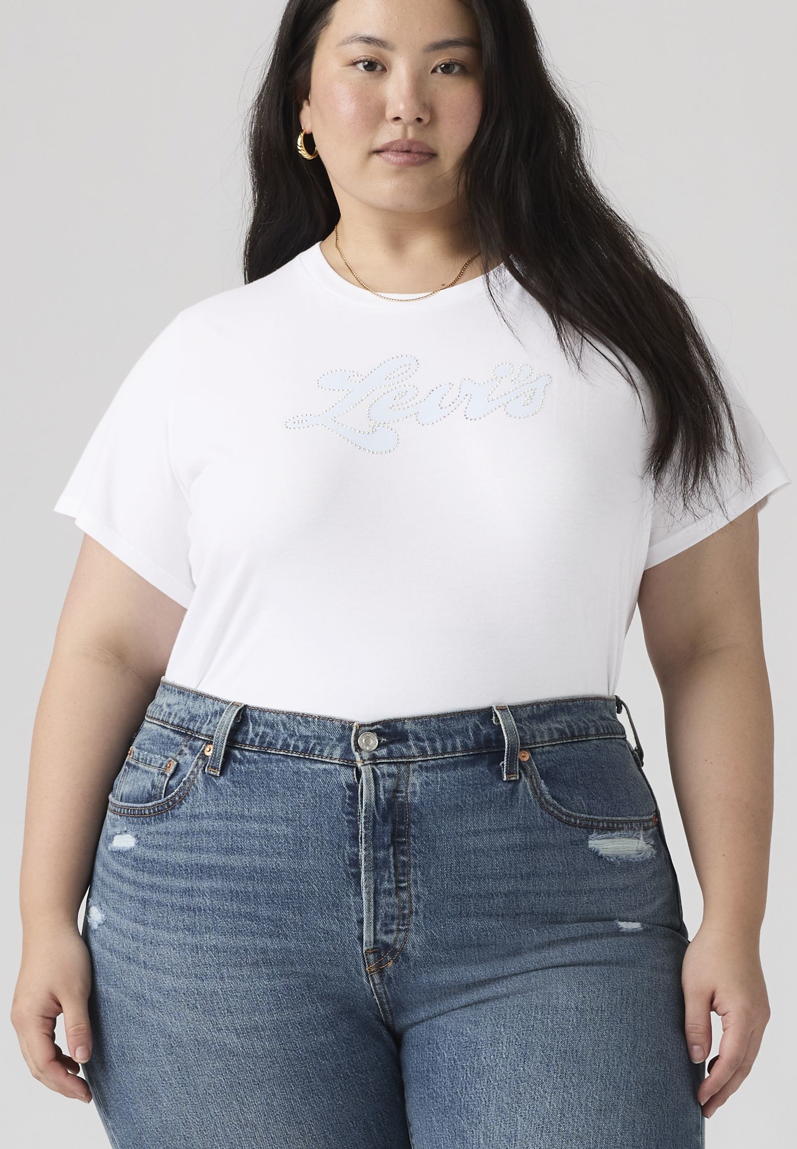 Thumbnail - Levis Plus T-Shirt "PL PERFECT TEE" Applikation mit Glitzersteinen