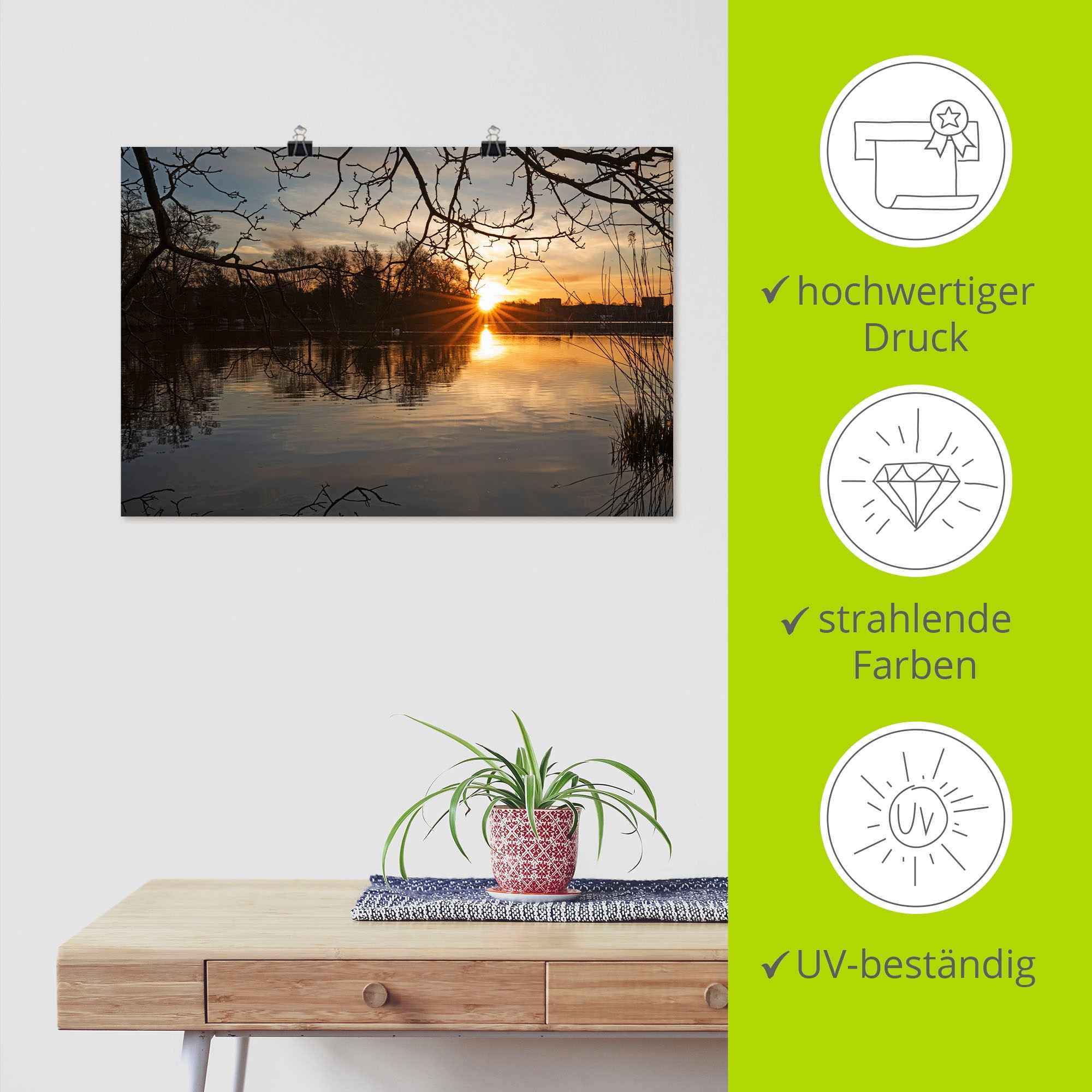 Artland Wandbild »Morgenzauber Wakenitz Lübeck«, Seebilder, (1 St.), als Alubild, Outdoorbild, Leinwandbild, Poster in verschied. Größen