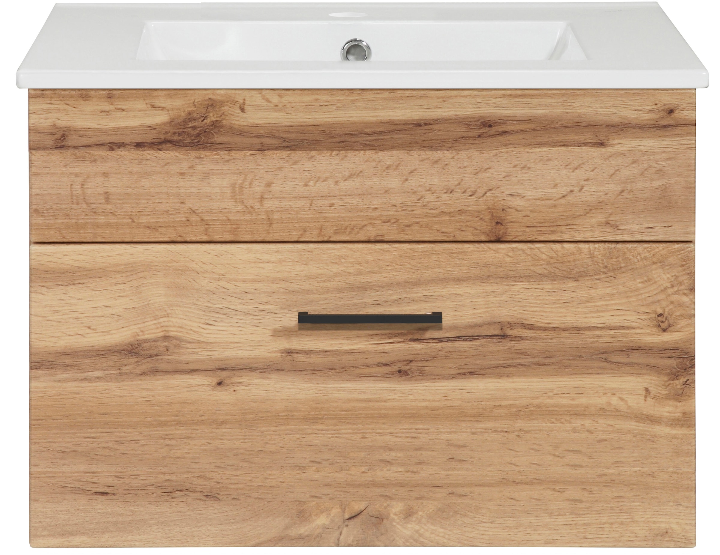 welltime Waschtisch »Trento Light, 60cm, 80cm, 100cm, Keramik-Auflagebecken«, 1 feste Blende und 1 Auszug