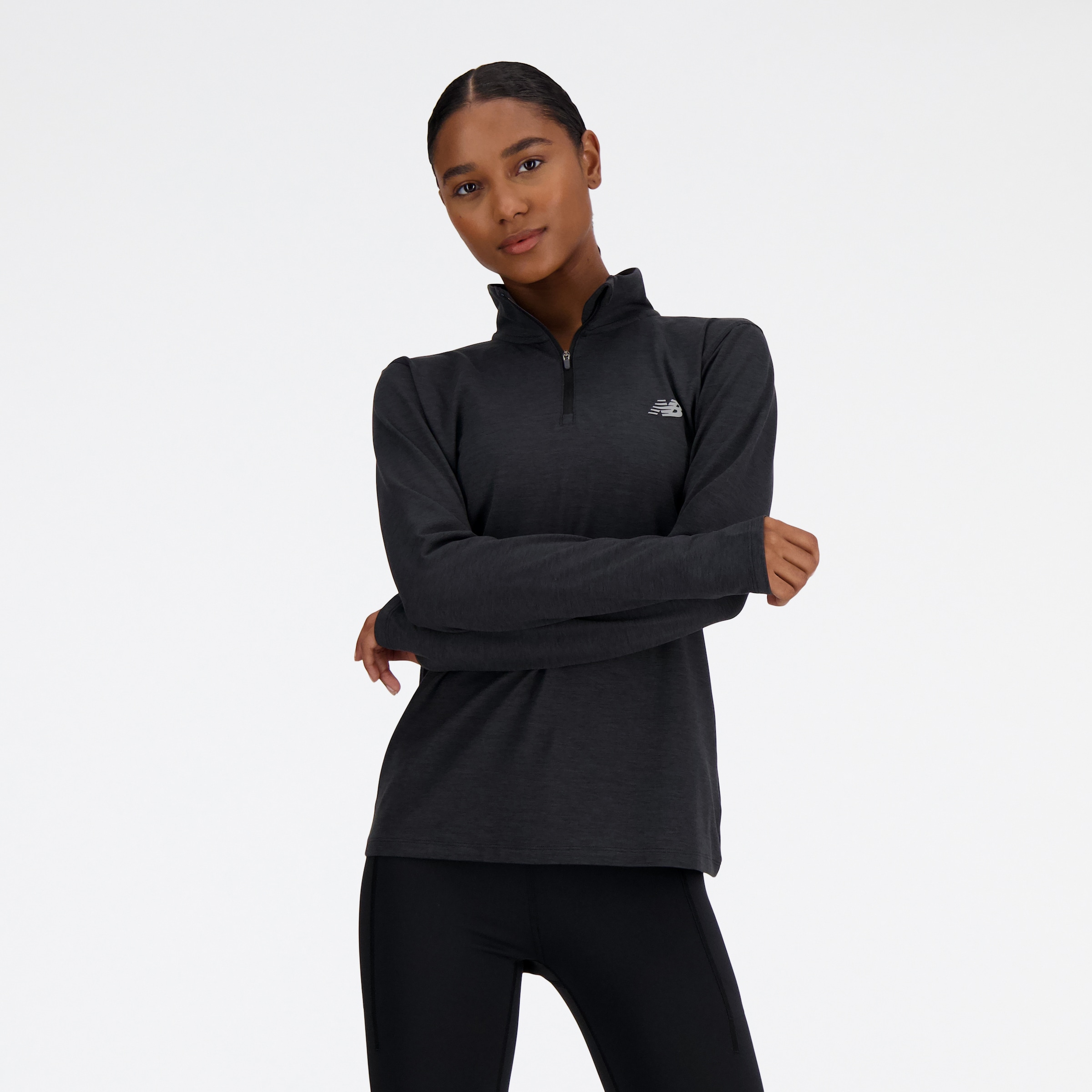 New Balance Laufshirt "SPORT ESSENTIALS SPACE DYE 1/4 ZIP" hochschließender Kragen, mit 1/4-Reißverschluss, Kurzarm