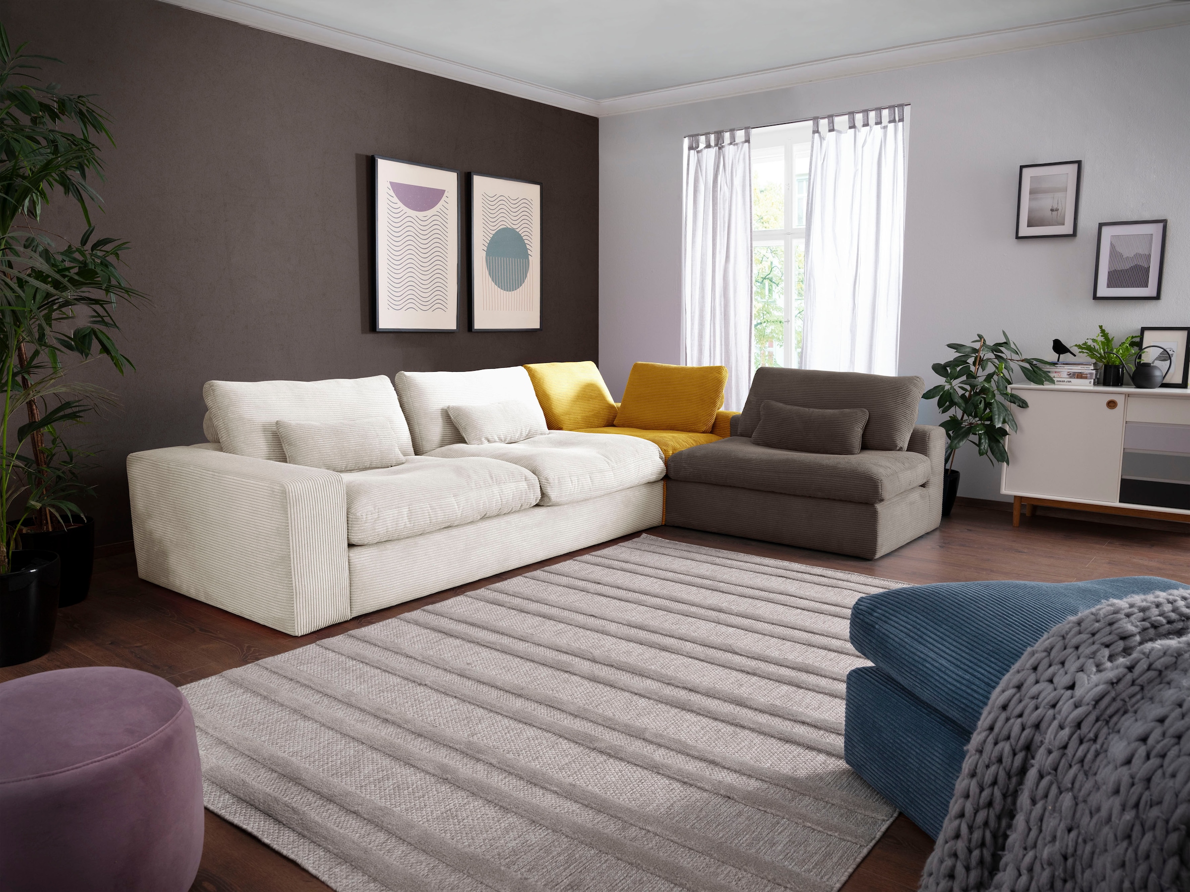 alina Ecksofa »Sandy«, mit losen Sitz und Rückenkissen, in modernem Cordstoff
