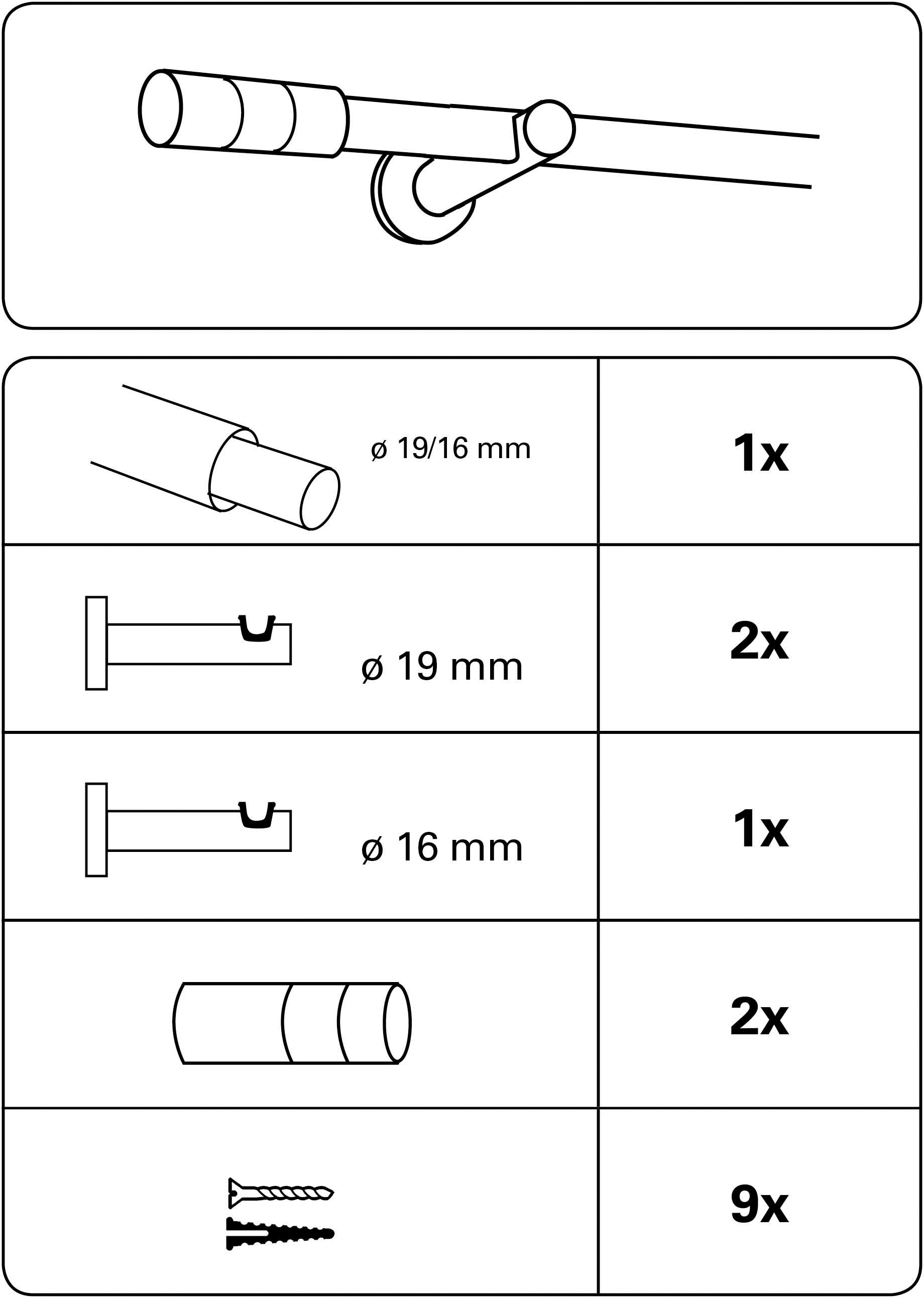 ausziehbar, 1 BAUR 1-Lauf Set GARDINIA Gardinenstange läufig-läufig, | »Gardinenstangen Metall«,