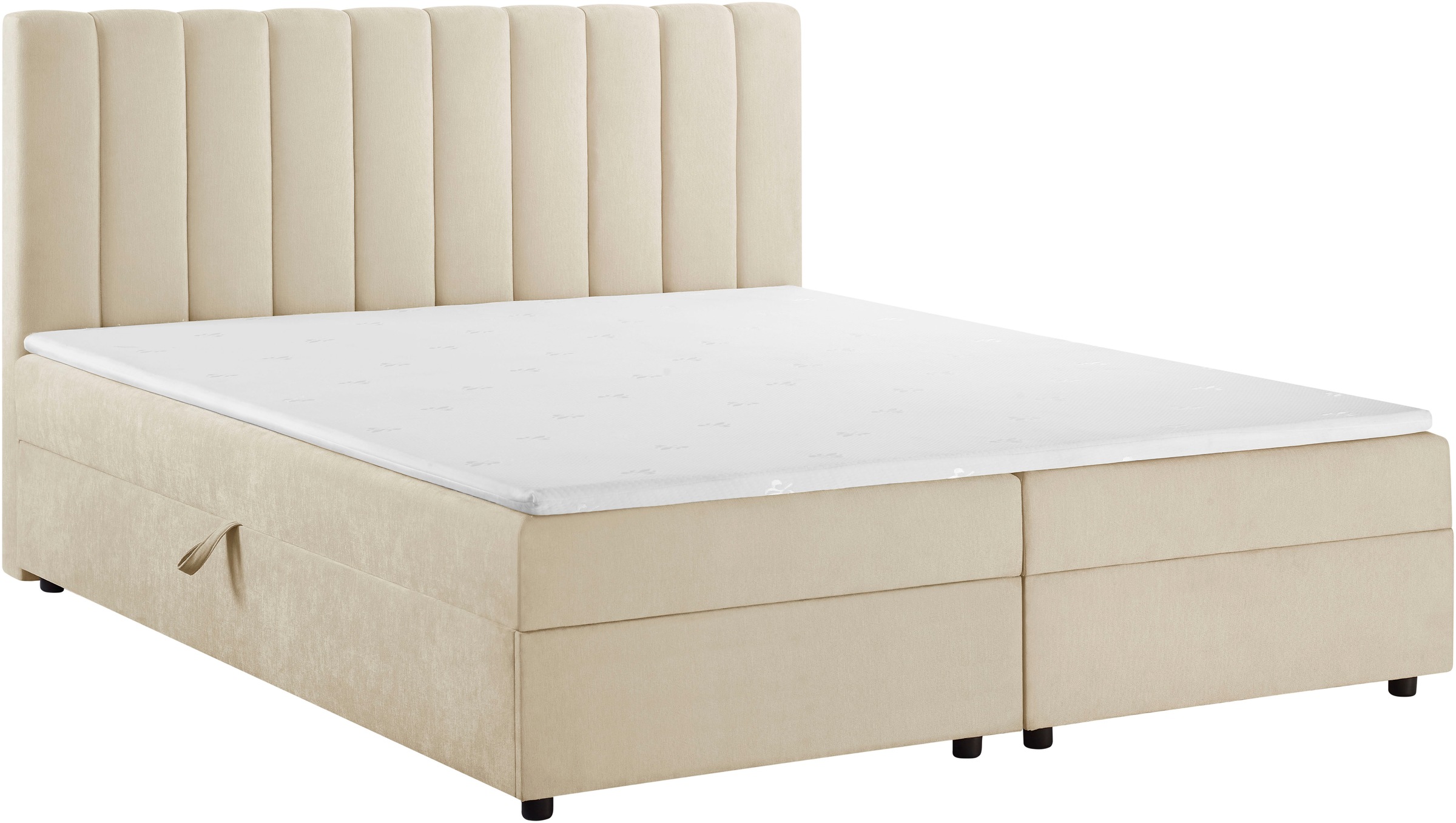OTTO home Boxbett "HAILEYY, Polsterbett mit Bettkasten, inkl. Taschenfederkernmatratze H3" mit Kaltschaumtopper, Chenille-Bezug, 140x200 & 180x200 cm