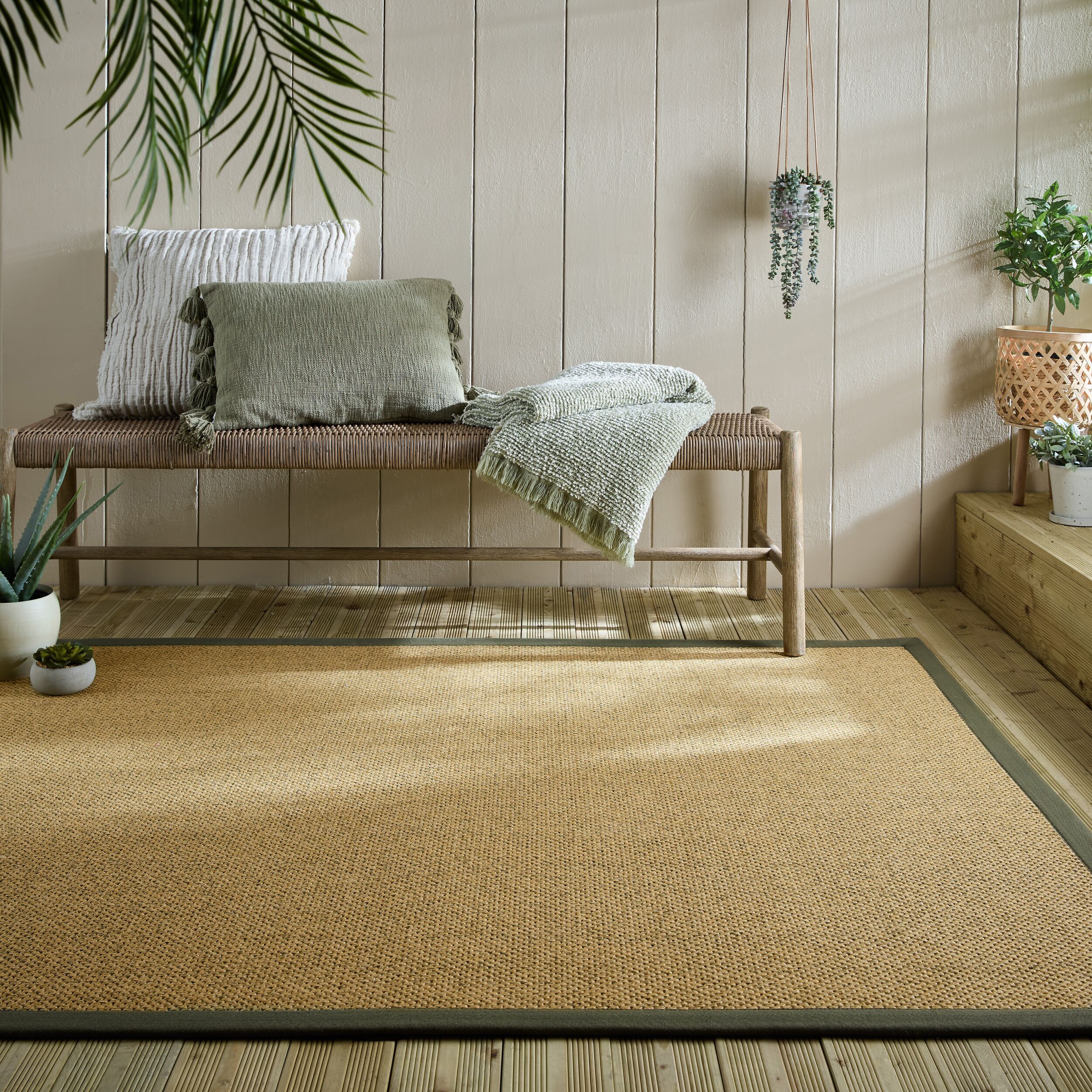 FLAIR RUGS Teppich "Sisal Look" rechteckig 6 mm Höhe Sisal Look Border Indoor Outdoor Bodenläufer Teppich