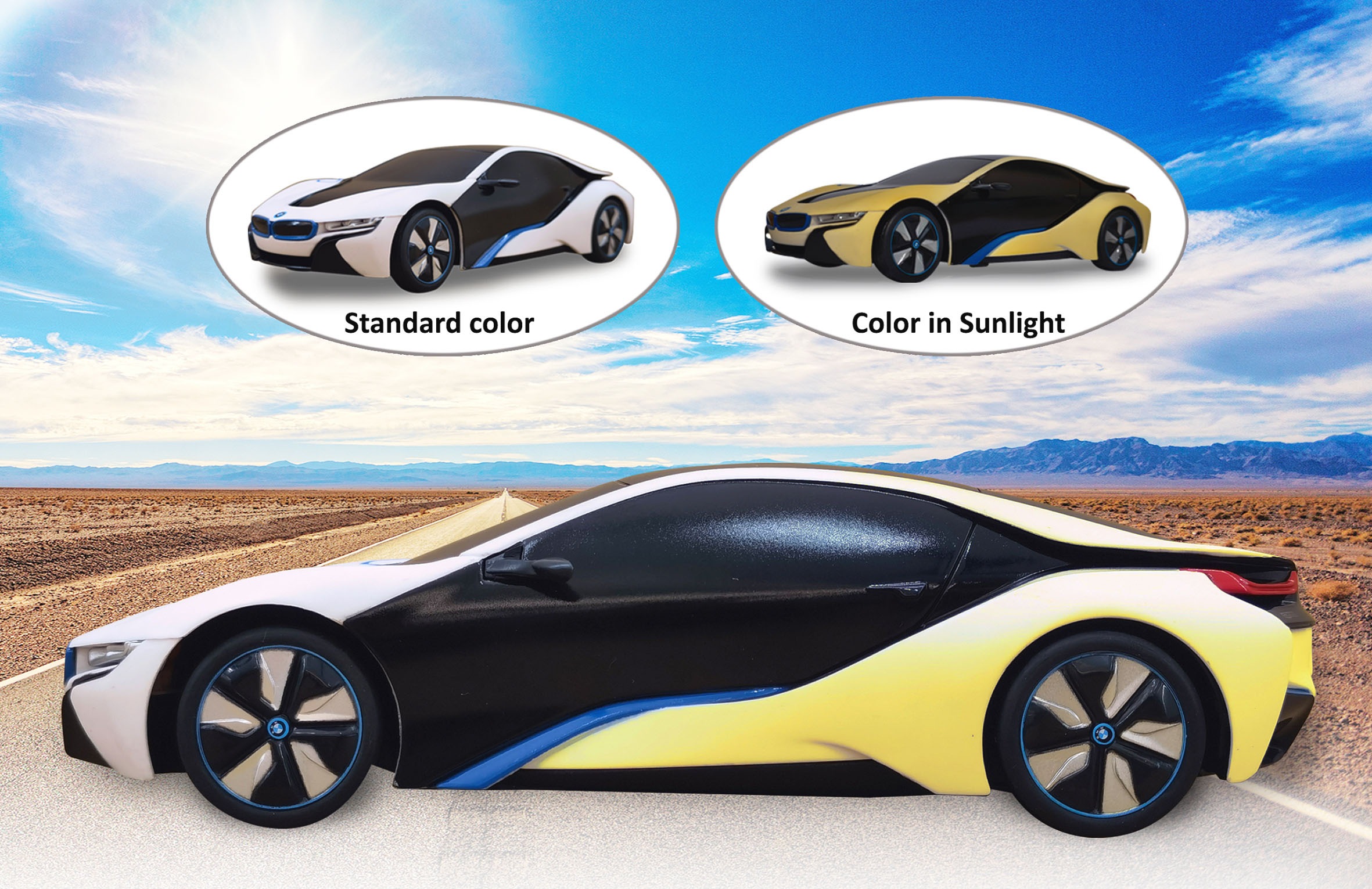 Jamara RC-Auto »BMW I8 1:24 weiß/gelb 2,4GHz UV Photochromic Serie«