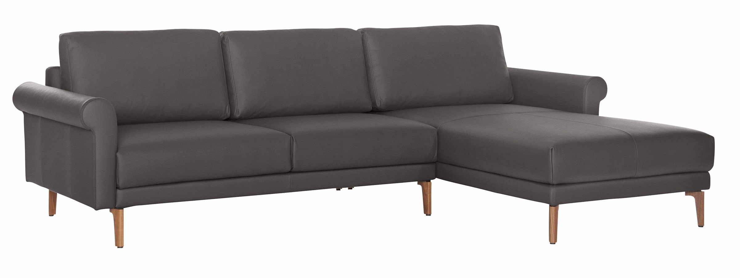 hülsta sofa Ecksofa „hs.450“, Armlehne Schnecke modern Landhaus, Breite 282 cm, Fuß Nussbaum graubraun 534, 49 Rabatt: 46 %