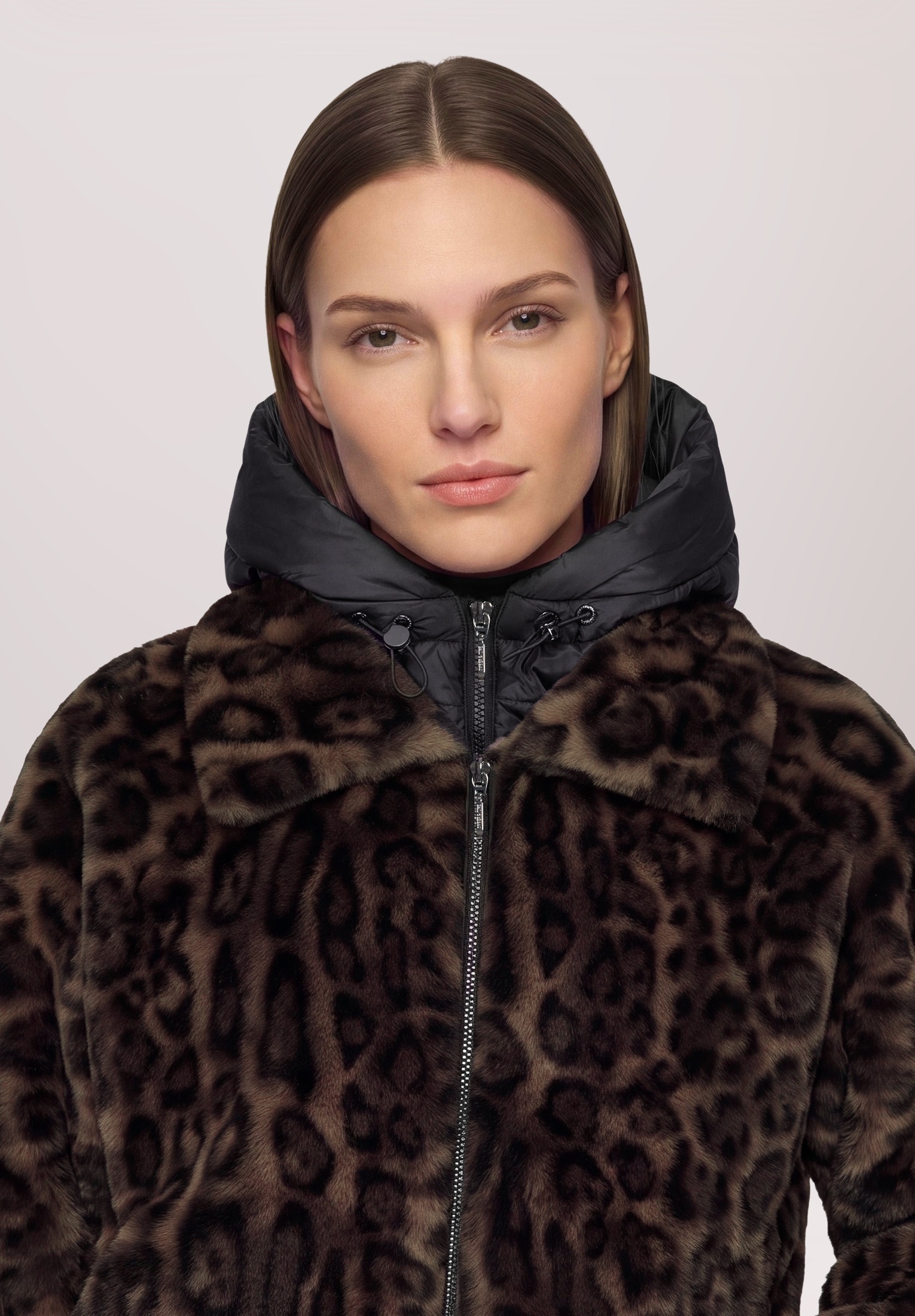 Amber & June Plüschjacke »Damen mit abnehmbarem Westenteil« mit Kapuze