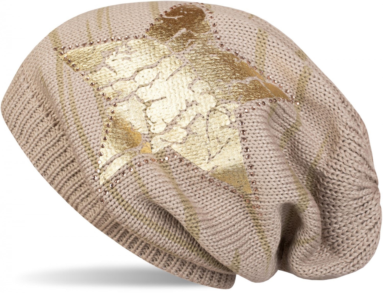 styleBREAKER Strickmütze "Feinstrick Beanie mit Stern und Strass" 1 Stk.