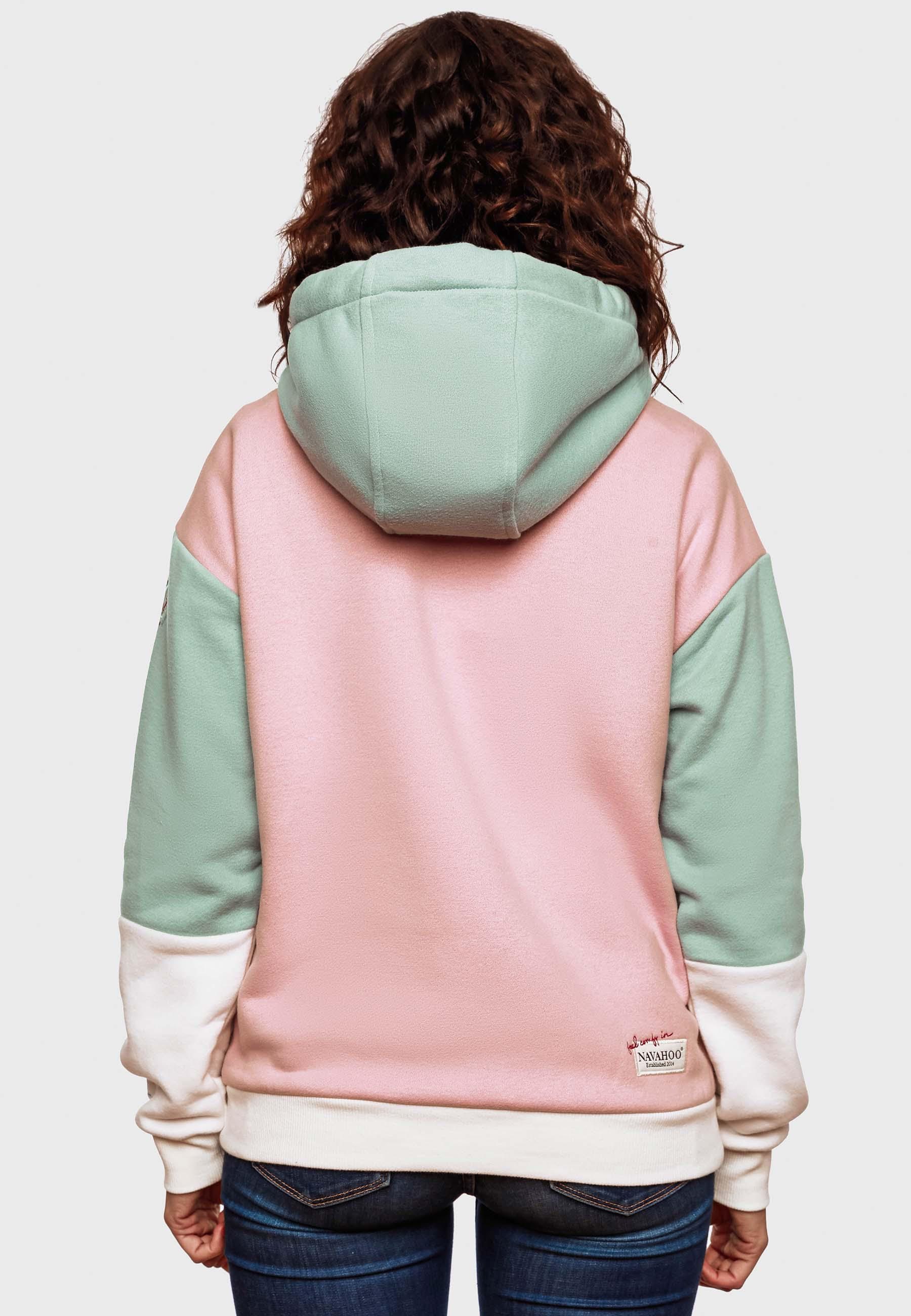 Navahoo Kapuzensweatshirt »Babykätzchen«, Verspielter Damen Hoodie im Colorblocking-Look