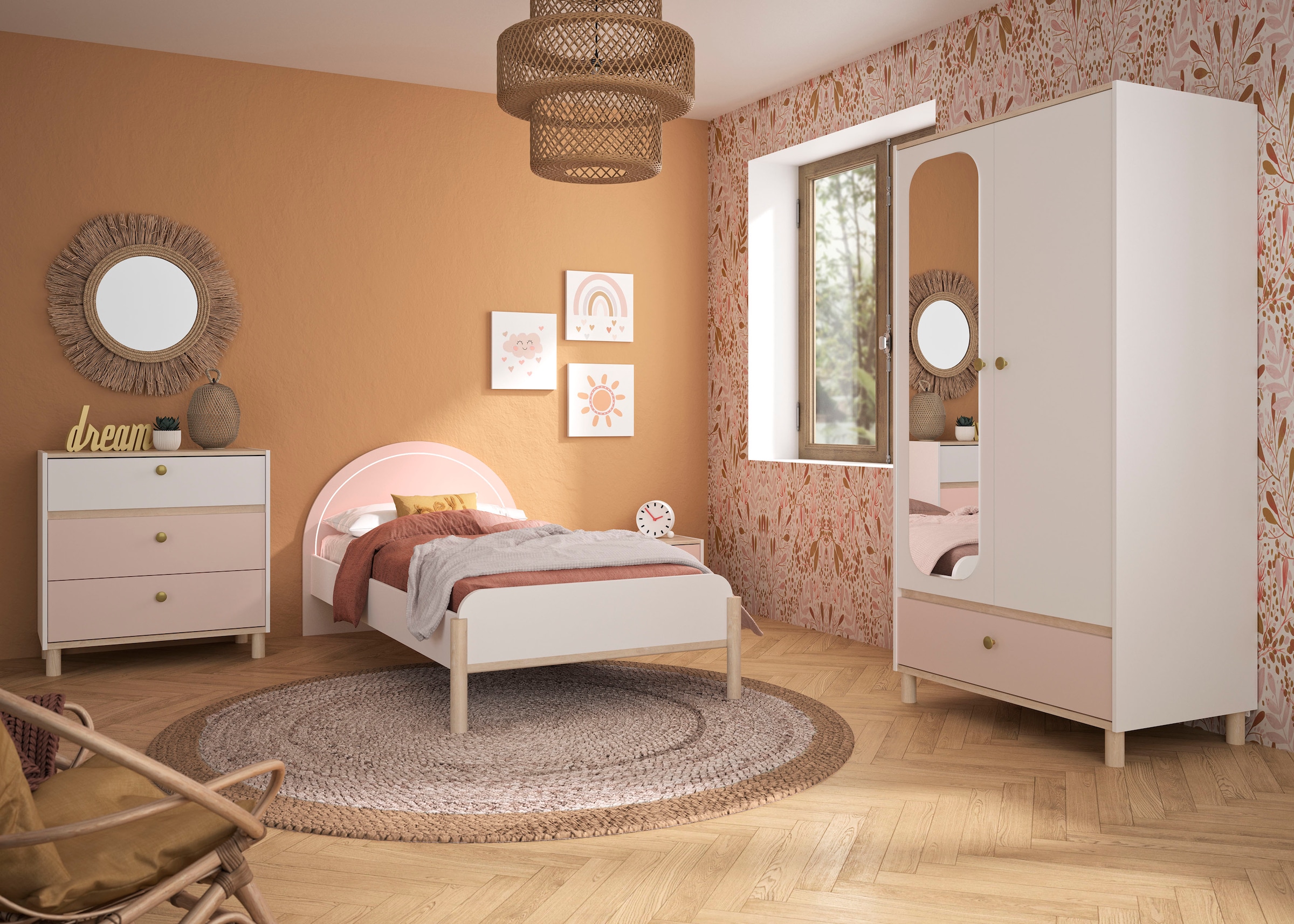 Gami Jugendzimmer-Set »Romy«, (4 St.), Elegantes Design für eine sanfte und feminine Atmosphäre.
