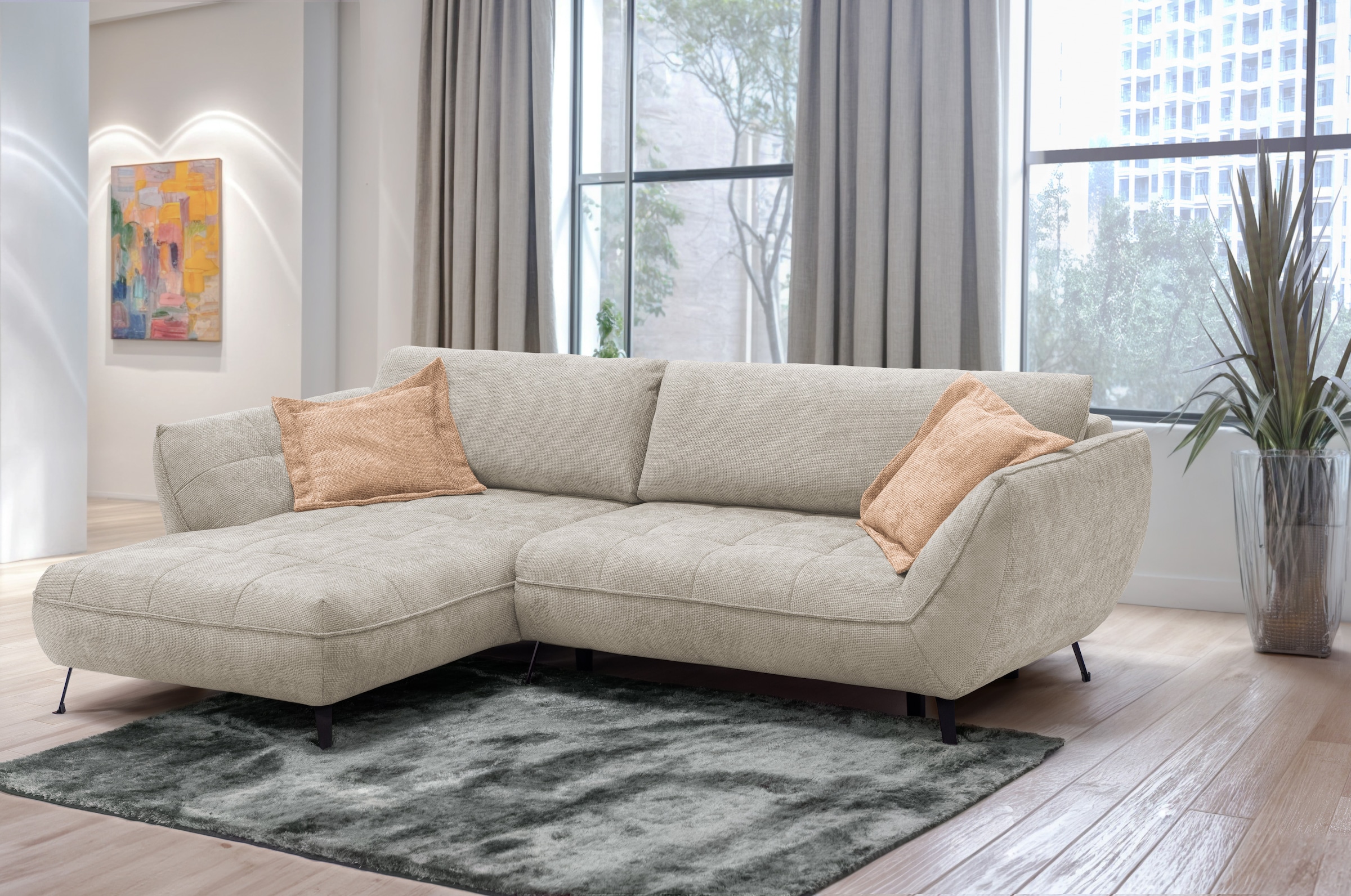 exxpo - sofa fashion Ecksofa "Samoa, bequem&modern, mit Easy-Lift-Bettfunkt günstig online kaufen