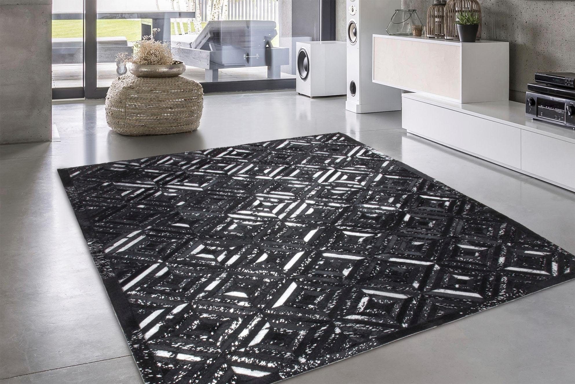 calo-deluxe Fellteppich »Scarllet 410«, rechteckig, 8 mm Höhe, echtes Rinderfell, Wohnzimmer
