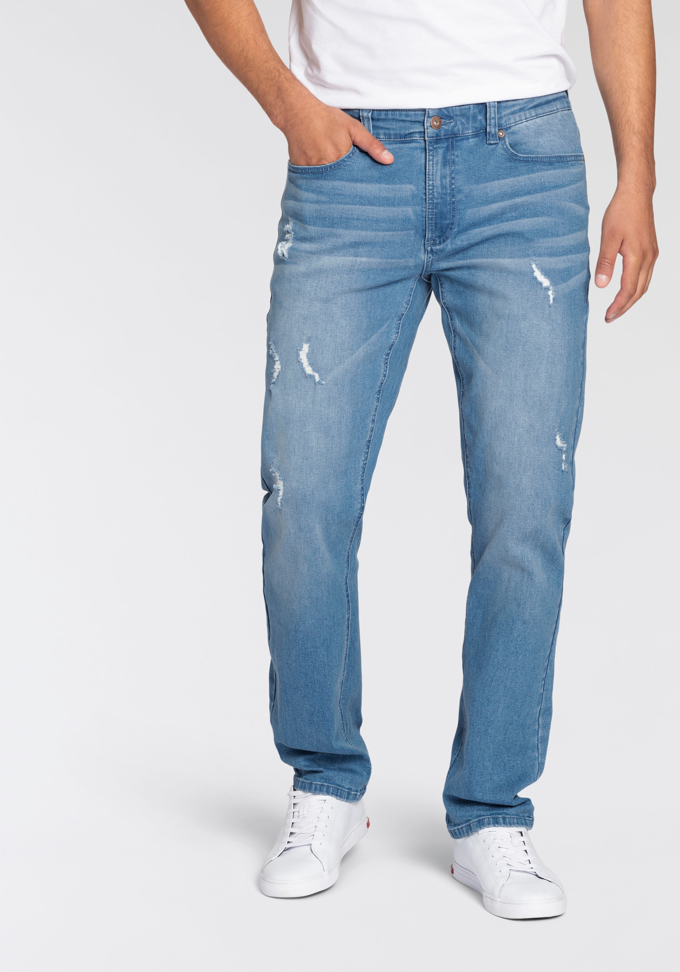 Bruno Banani Straight-Jeans "Hutch", gerade Beinform, mit Destroyed-Effekten, niedrige Leibhöhe