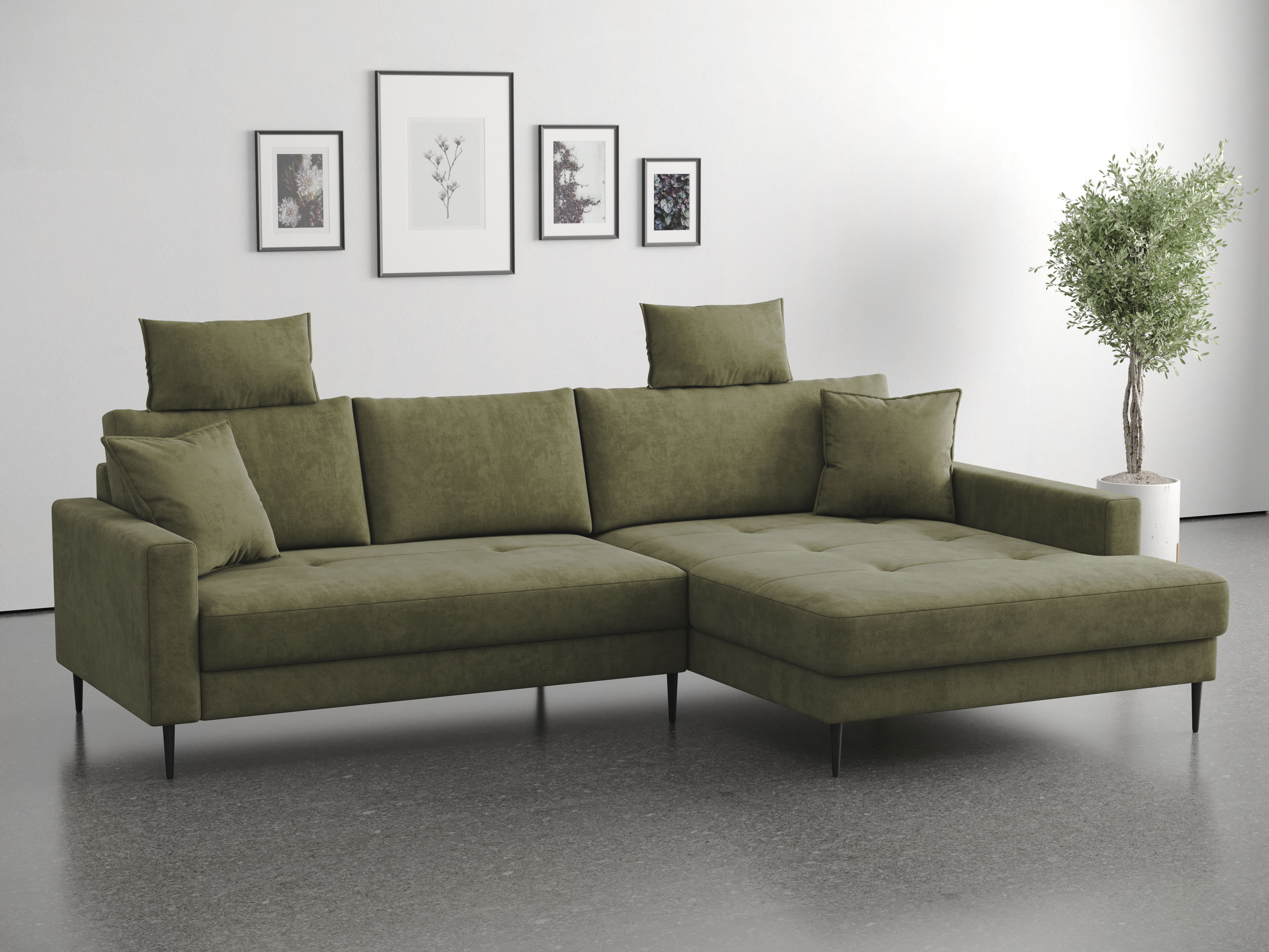 OTTO home Ecksofa "Summer L-Form, B: 280cm, in Cord & Struktur" wahlweise mit Kopfstützen, schwarze Metallfüße